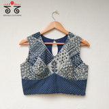 Patchworked Indigo Sleeveless Blouse