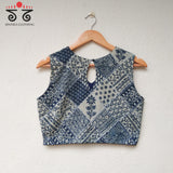 Patchworked Indigo Sleeveless Blouse