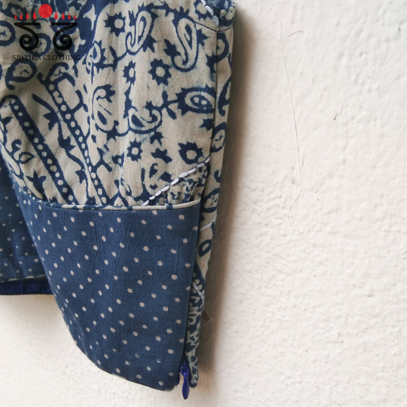 Patchworked Indigo Sleeveless Blouse