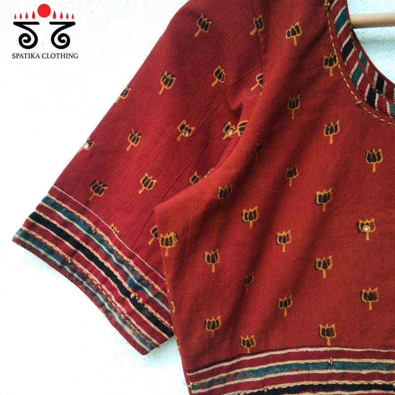 The Lotus Ajrak Blouse - Bestseller!