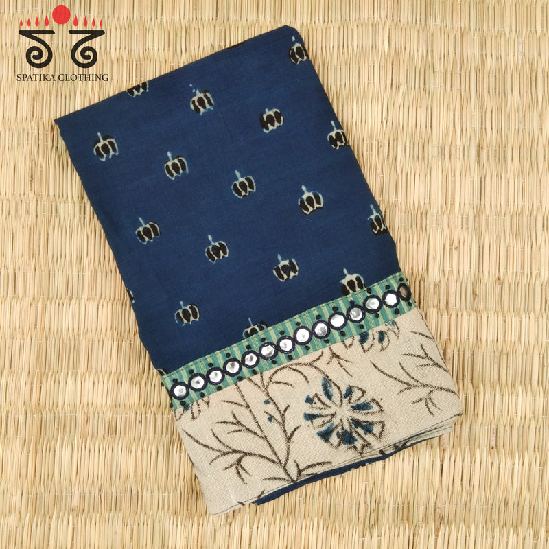 Ajrak Kalamkari Hand Embroidered Blouse Fabric