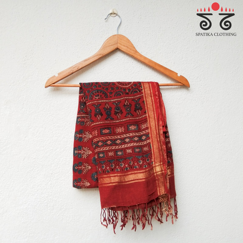 Ajrak on Linen Dupatta