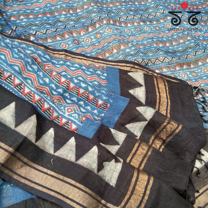 Ajrak on Linen Dupatta