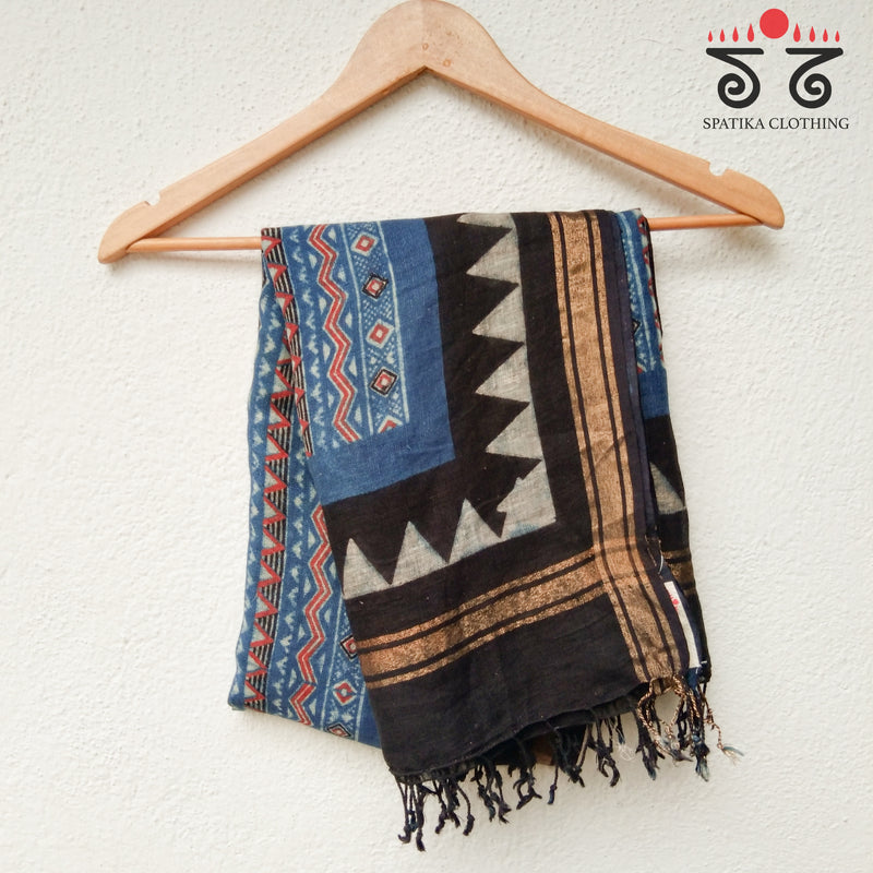 Ajrak on Linen Dupatta