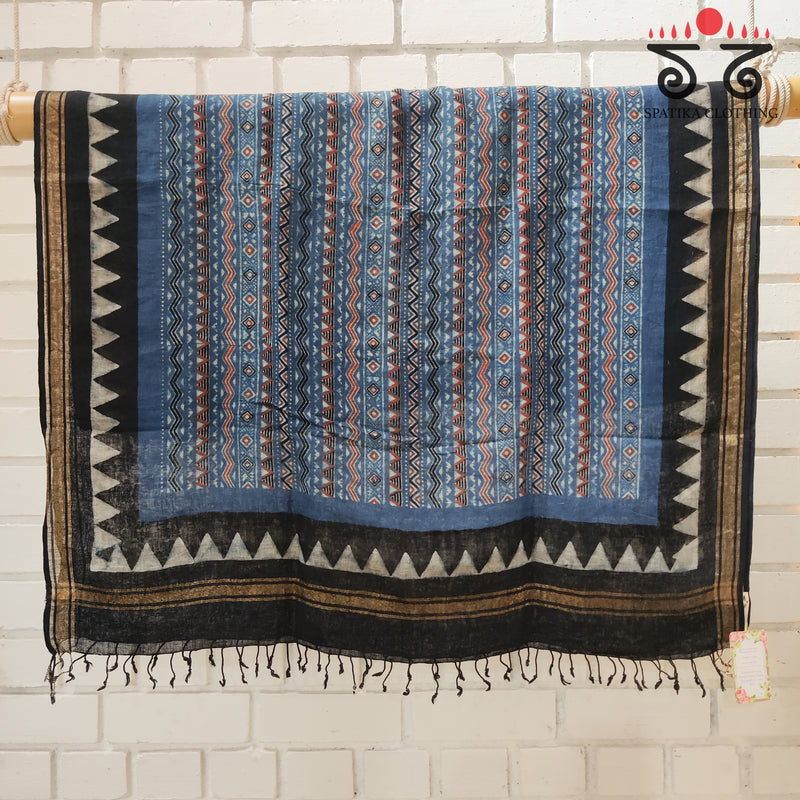 Ajrak on Linen Dupatta