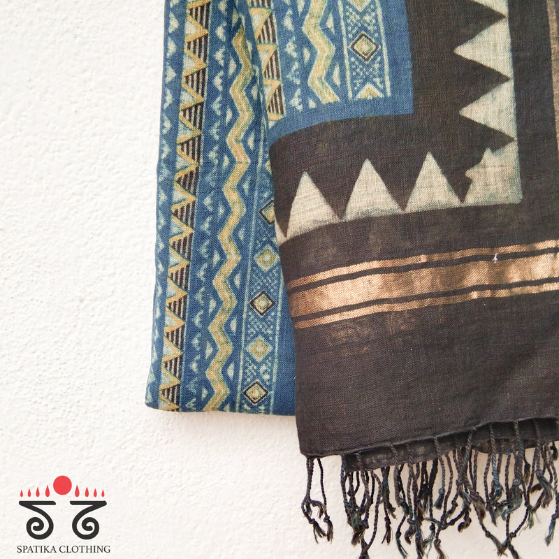 Ajrak on Linen Dupatta