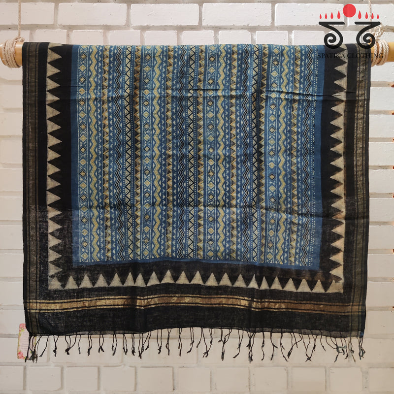 Ajrak on Linen Dupatta
