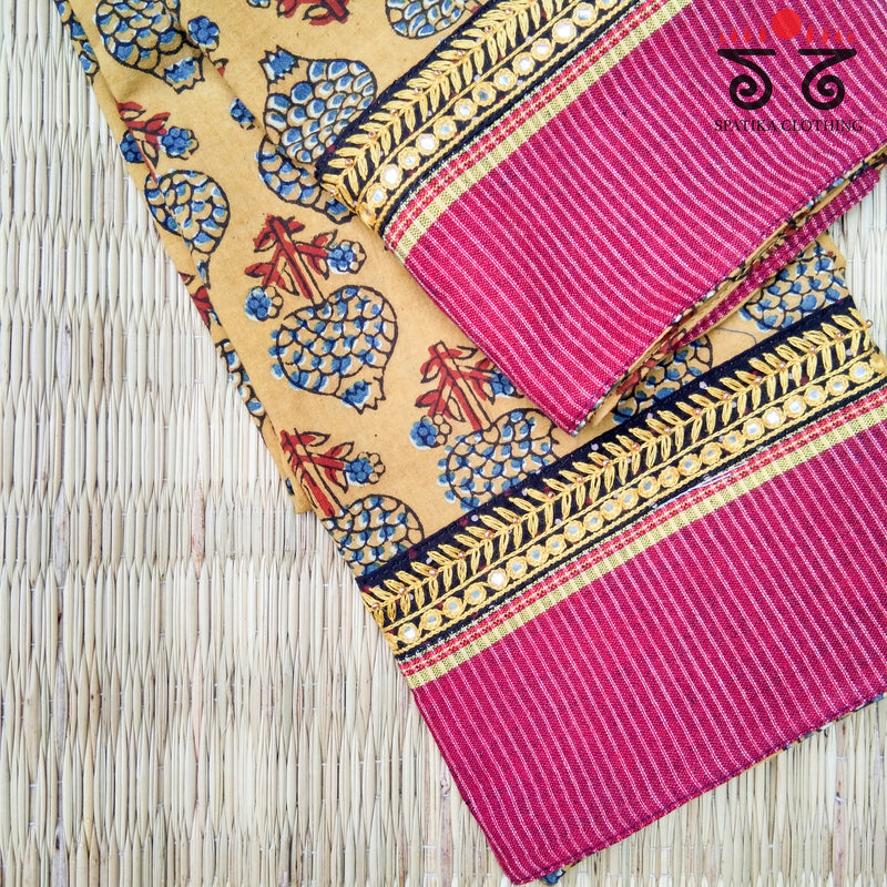 Ajrak Block Printed Blouse Fabric