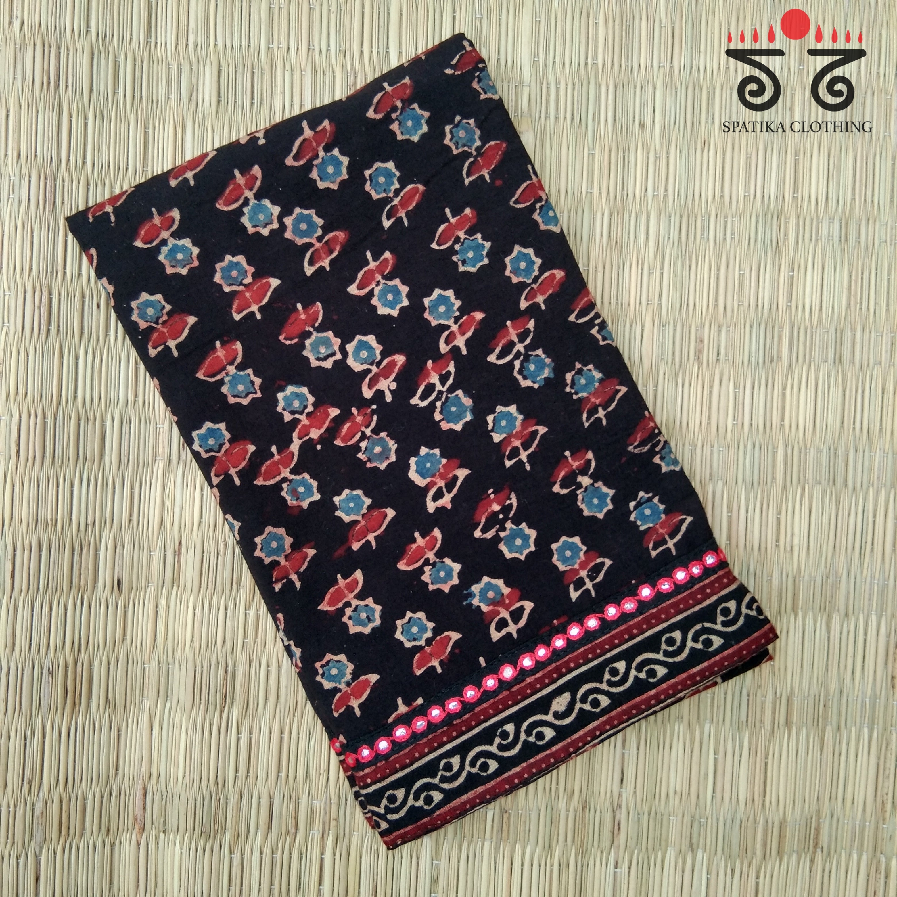 Ajrak Block Printed Blouse Fabric Spatika Clothing