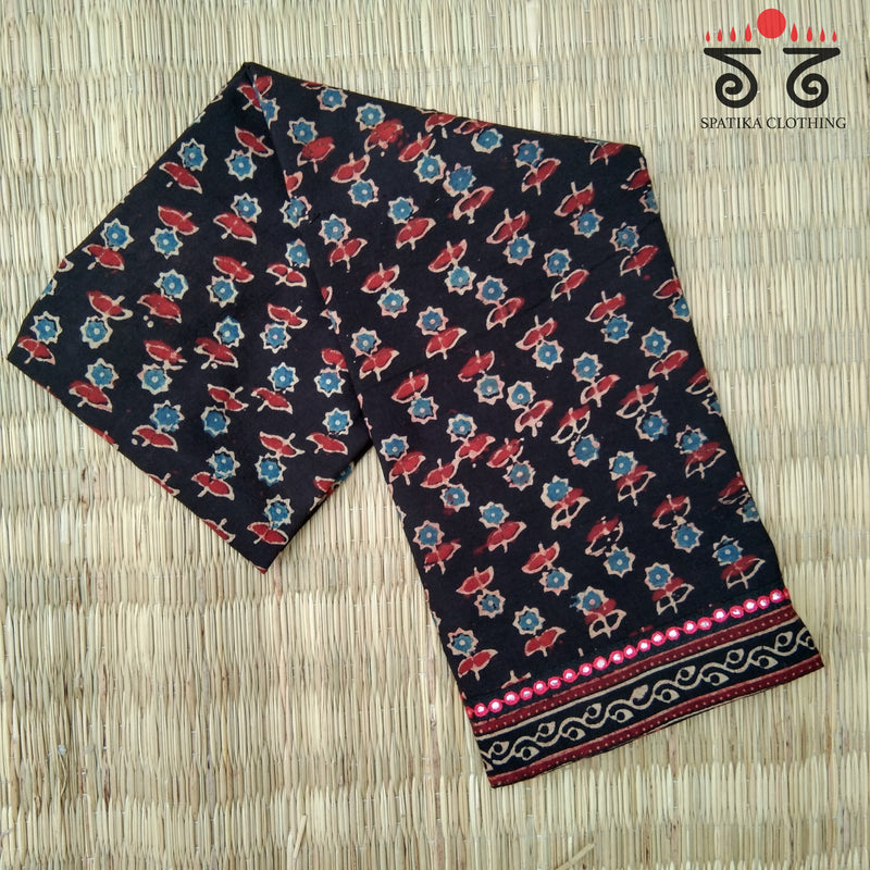 Ajrak Hand Embroidered Blouse Fabric