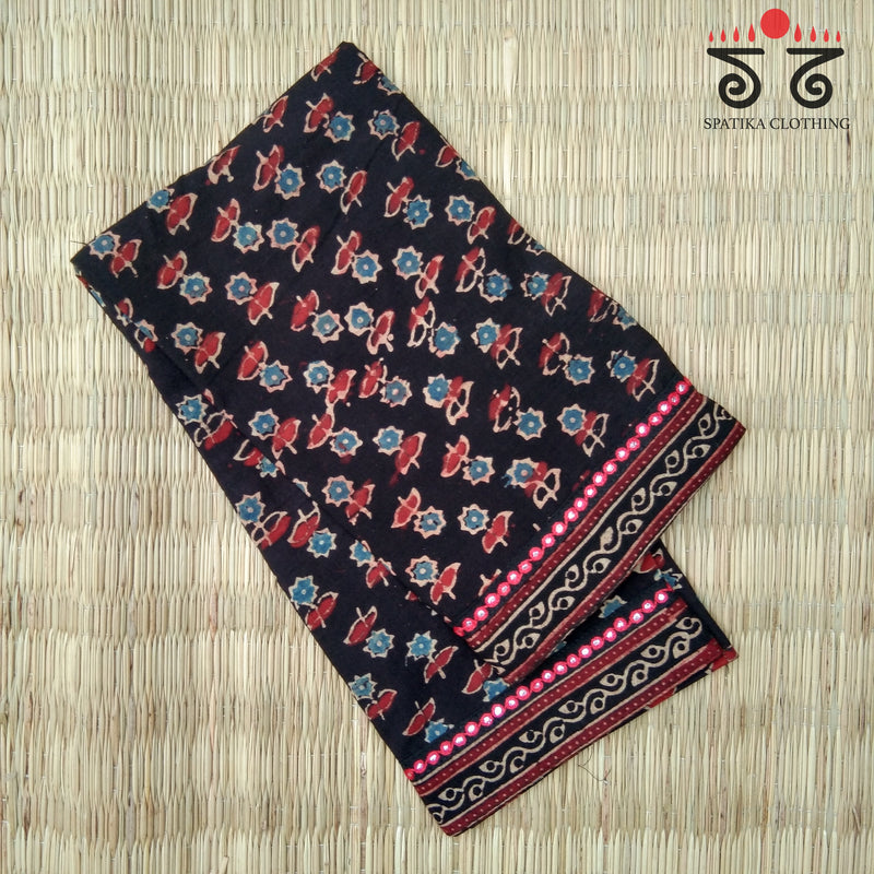 Ajrak Hand Embroidered Blouse Fabric