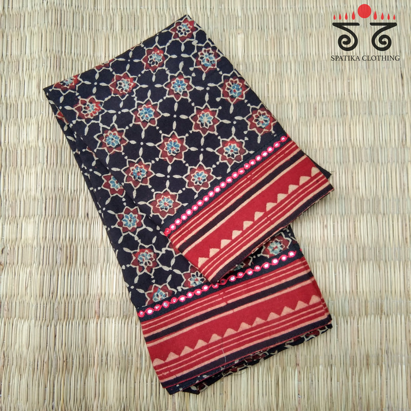 Ajrak Block Printed Blouse Fabric