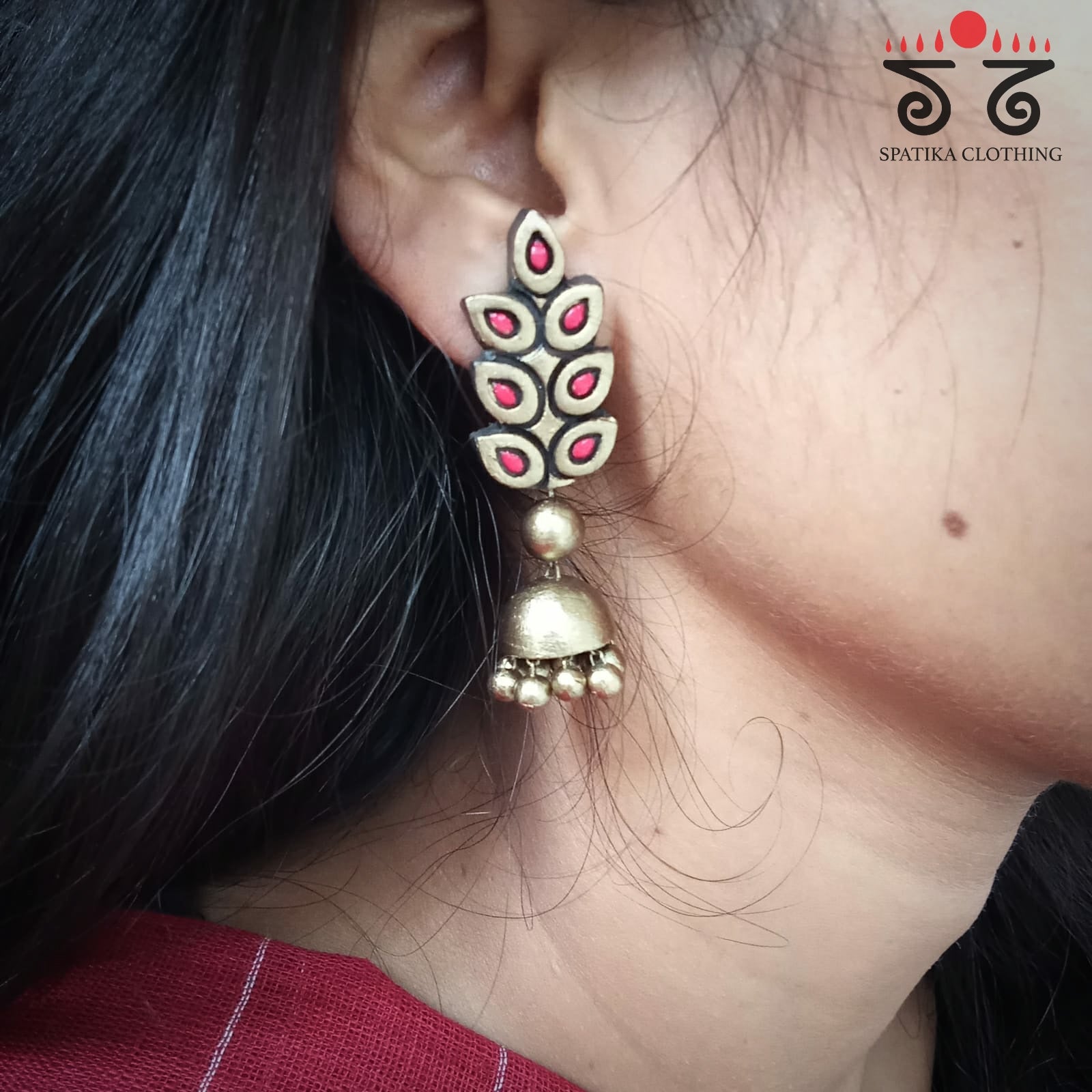 The Leaf Jhumka - Terracotta