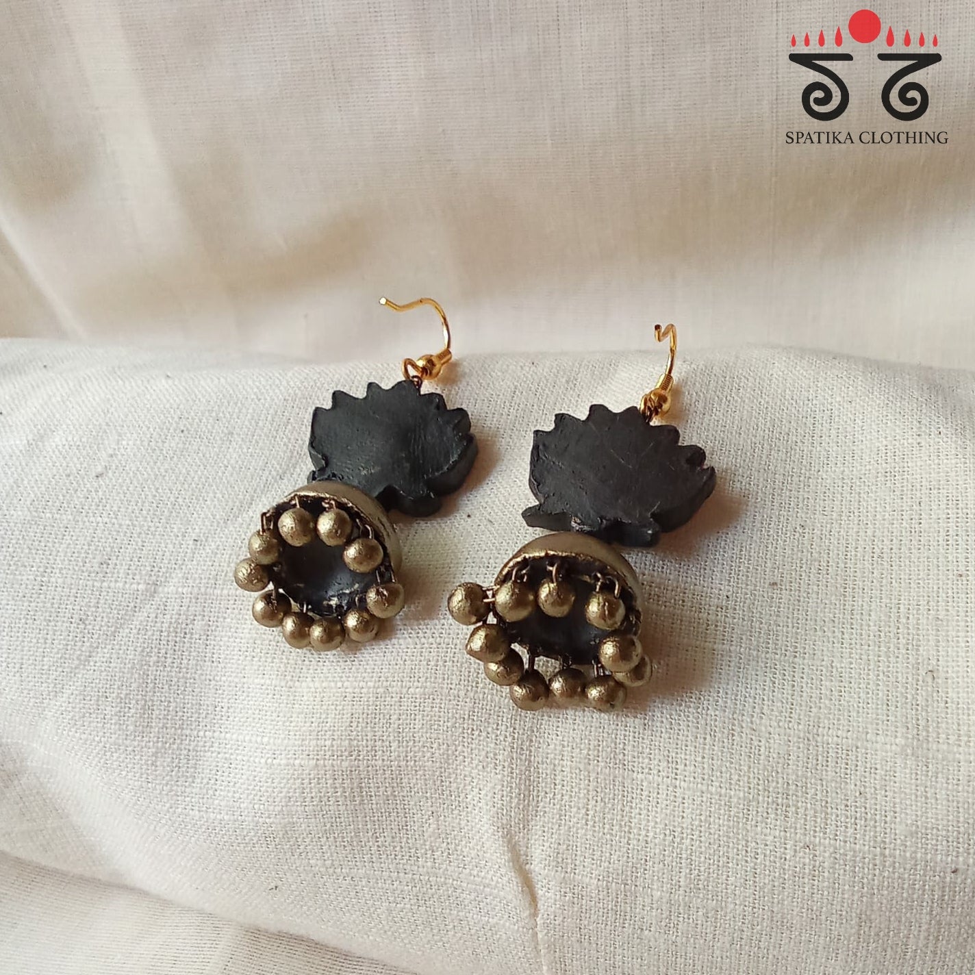 The Single Lotus Jhumka - Terracotta