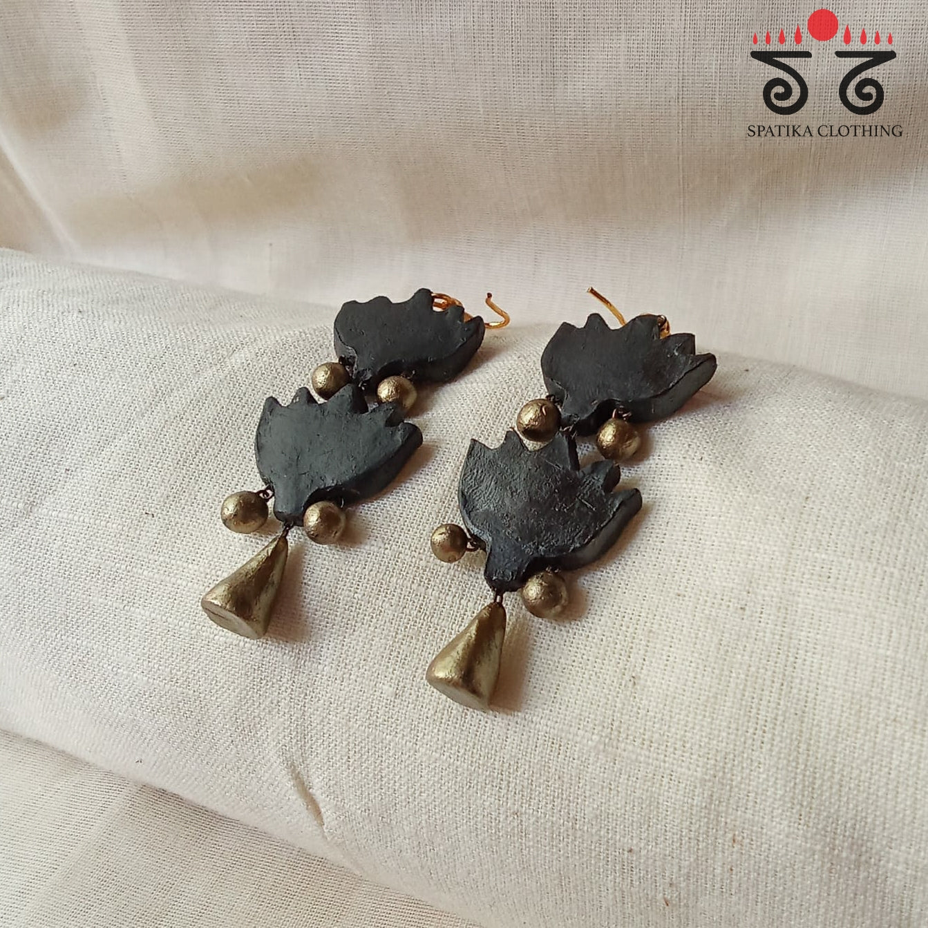 The Double Lotus Jhumka - Terracotta