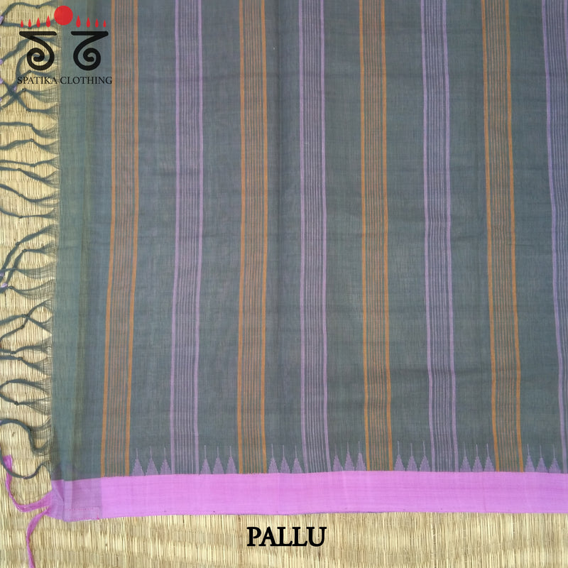 Ponduru Handspun Cotton Saree - Ganga Jamuna Border