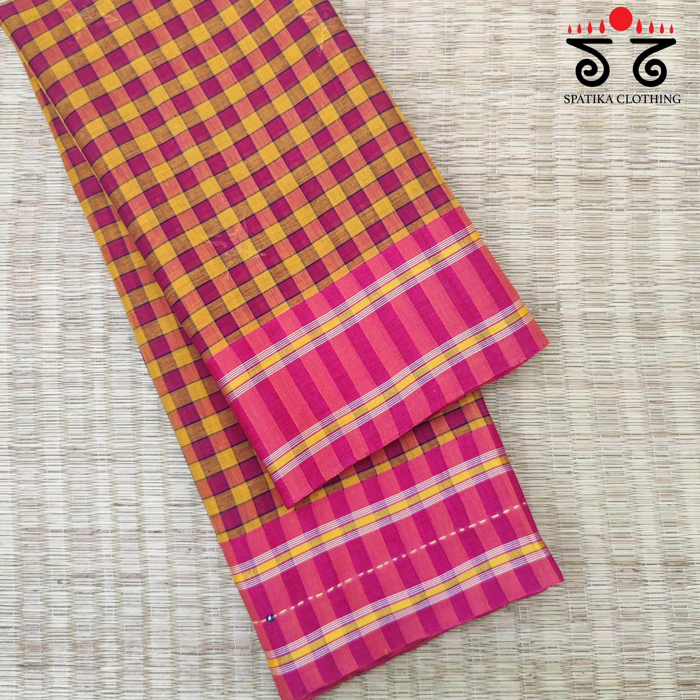 Handembroidered Udupi Check Saree