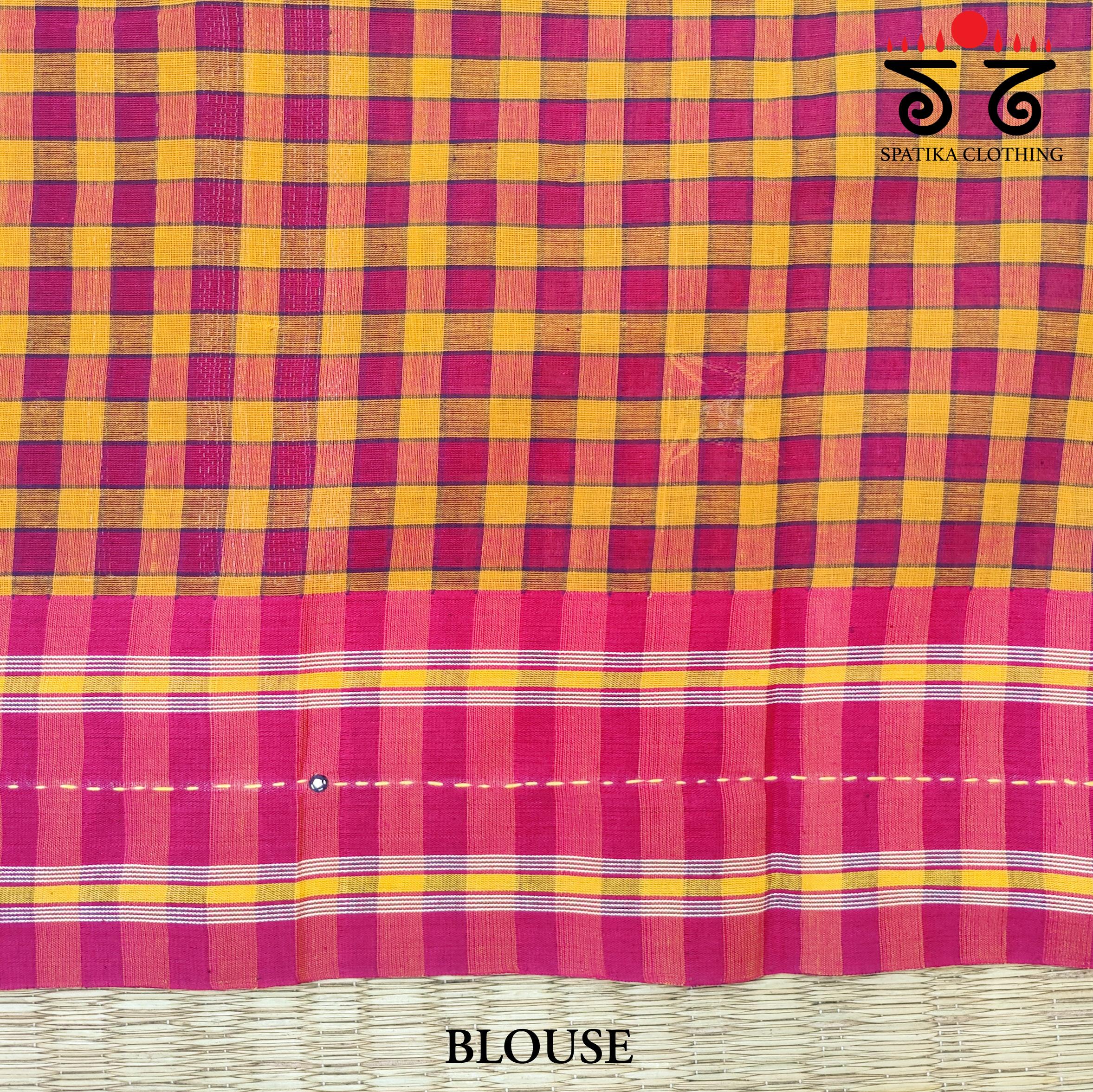 Handembroidered Udupi Check Saree