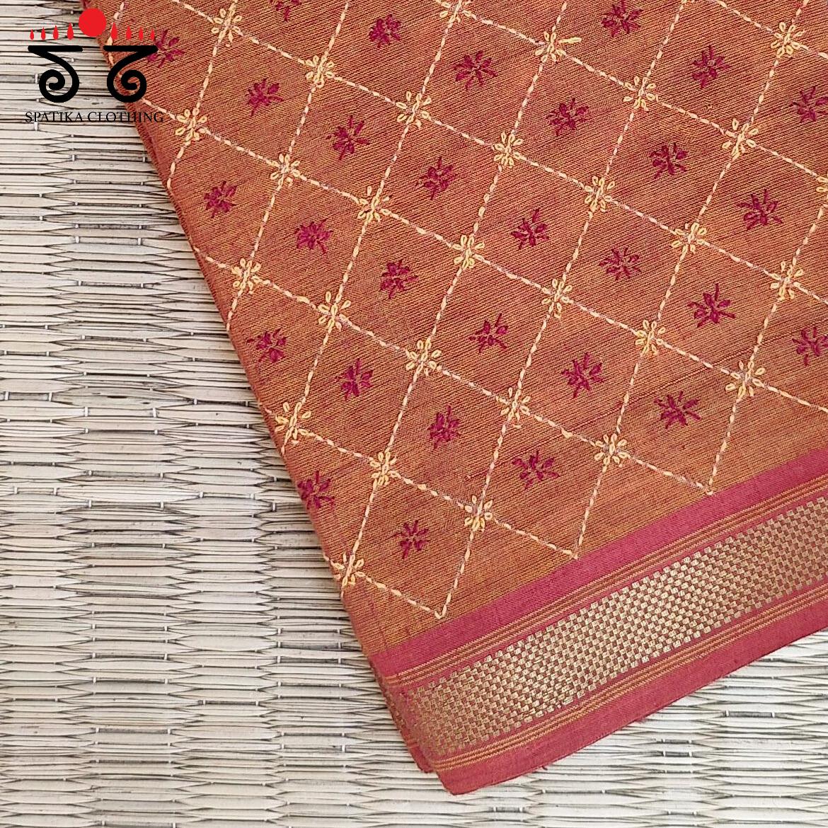 Banjara Handembroidery on Mangalagiri Cotton Blouse Fabric