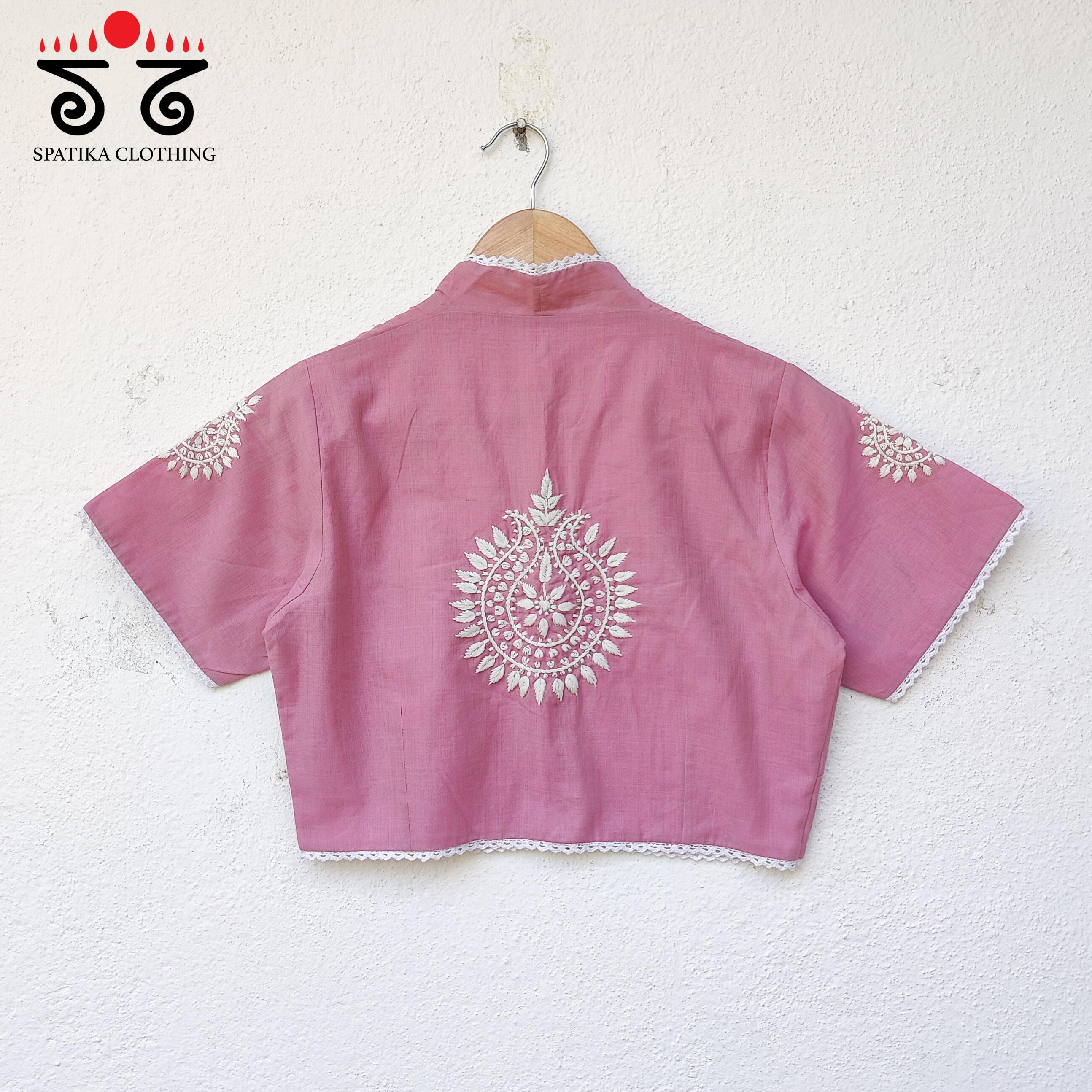 The Solid Chikan and Lace Blouse - New Edition
