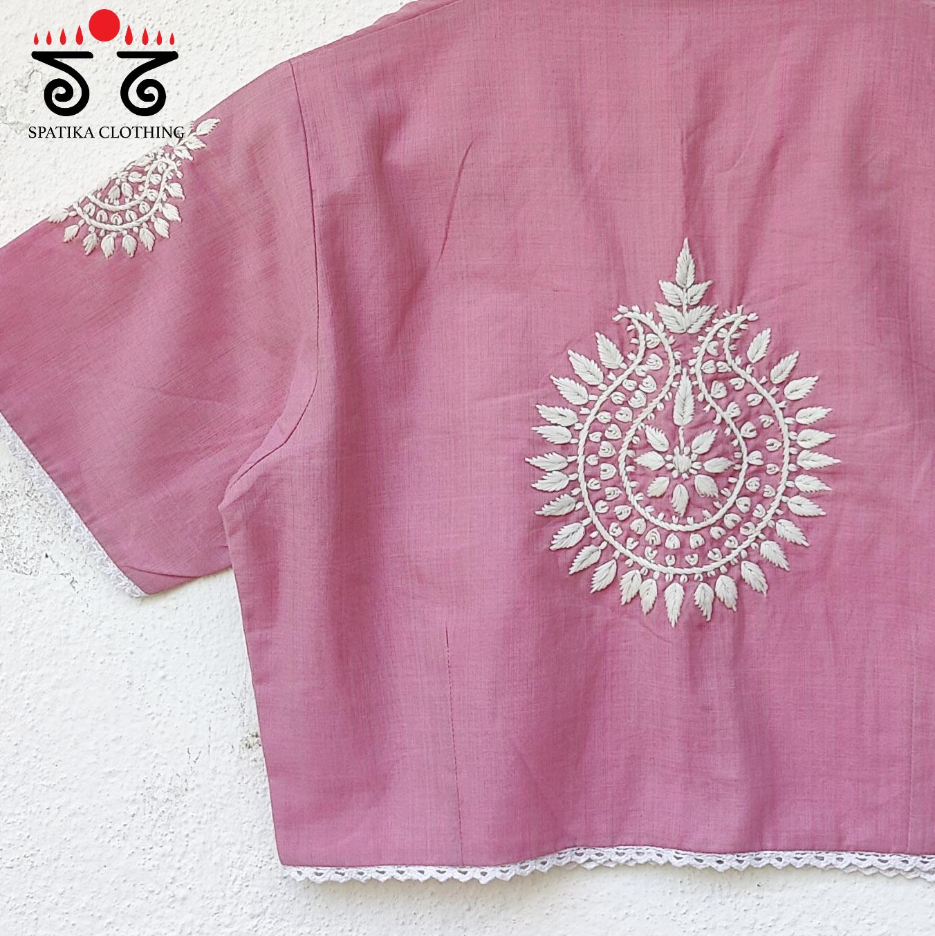 The Solid Chikan and Lace Blouse - New Edition