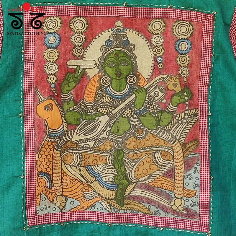 Saraswathi Pen Kalamkari Handwoven Crop Top Spatika Clothing Saraswathi Pen Kalamkari Handwoven Crop Top Spatika Clothing