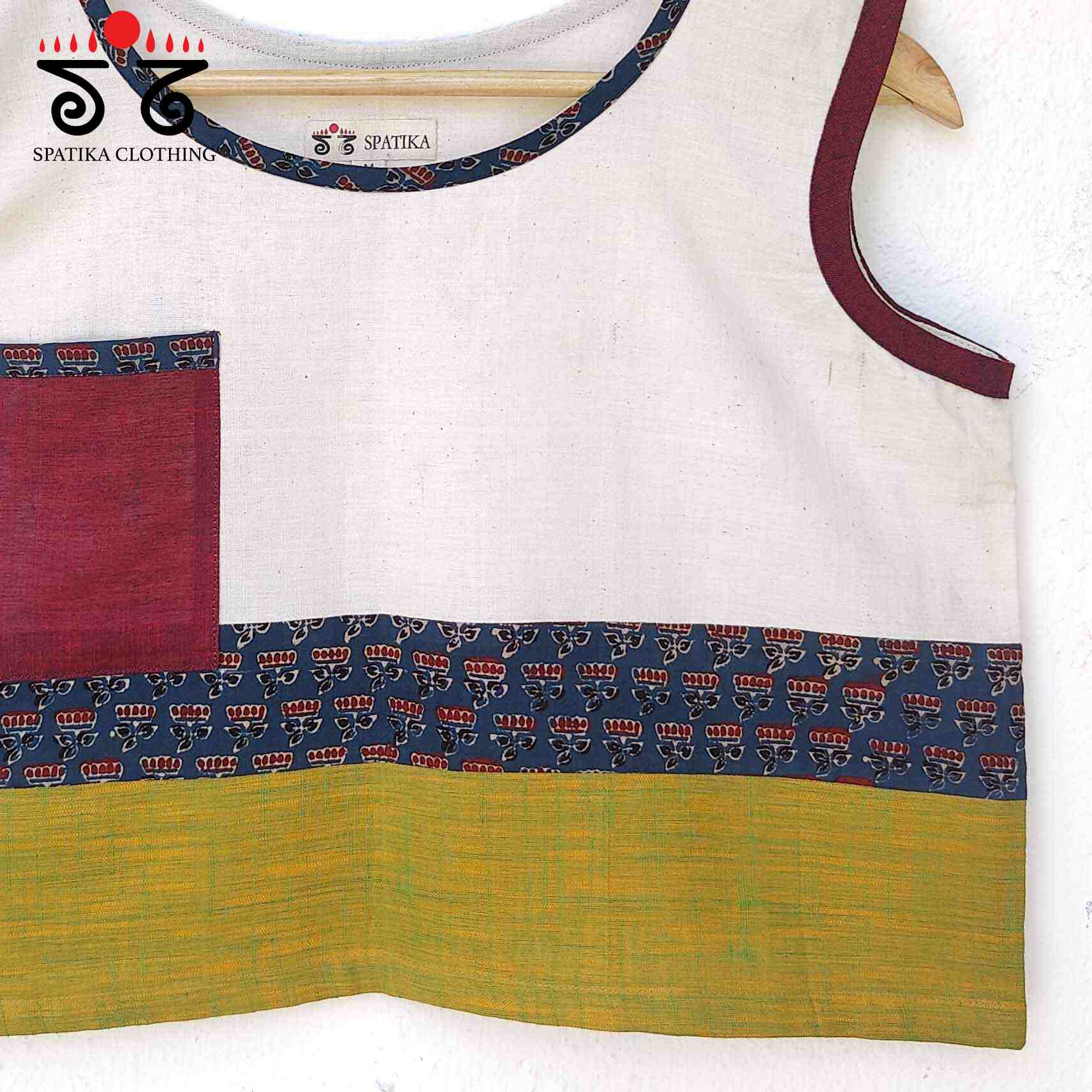 Ajrakh Patch Pocket Crop Top