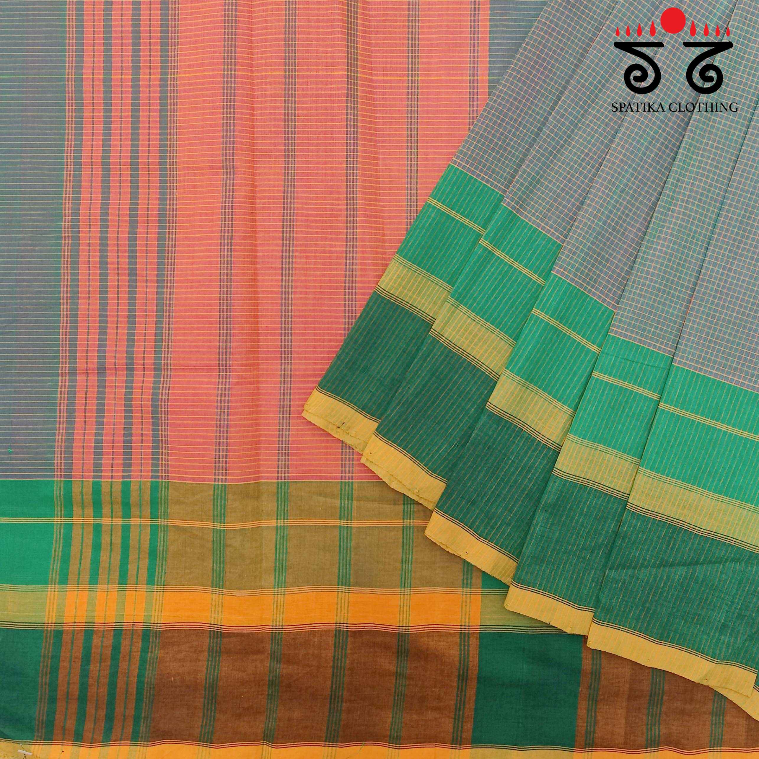 Checked Handwoven Kanchi Cotton Saree