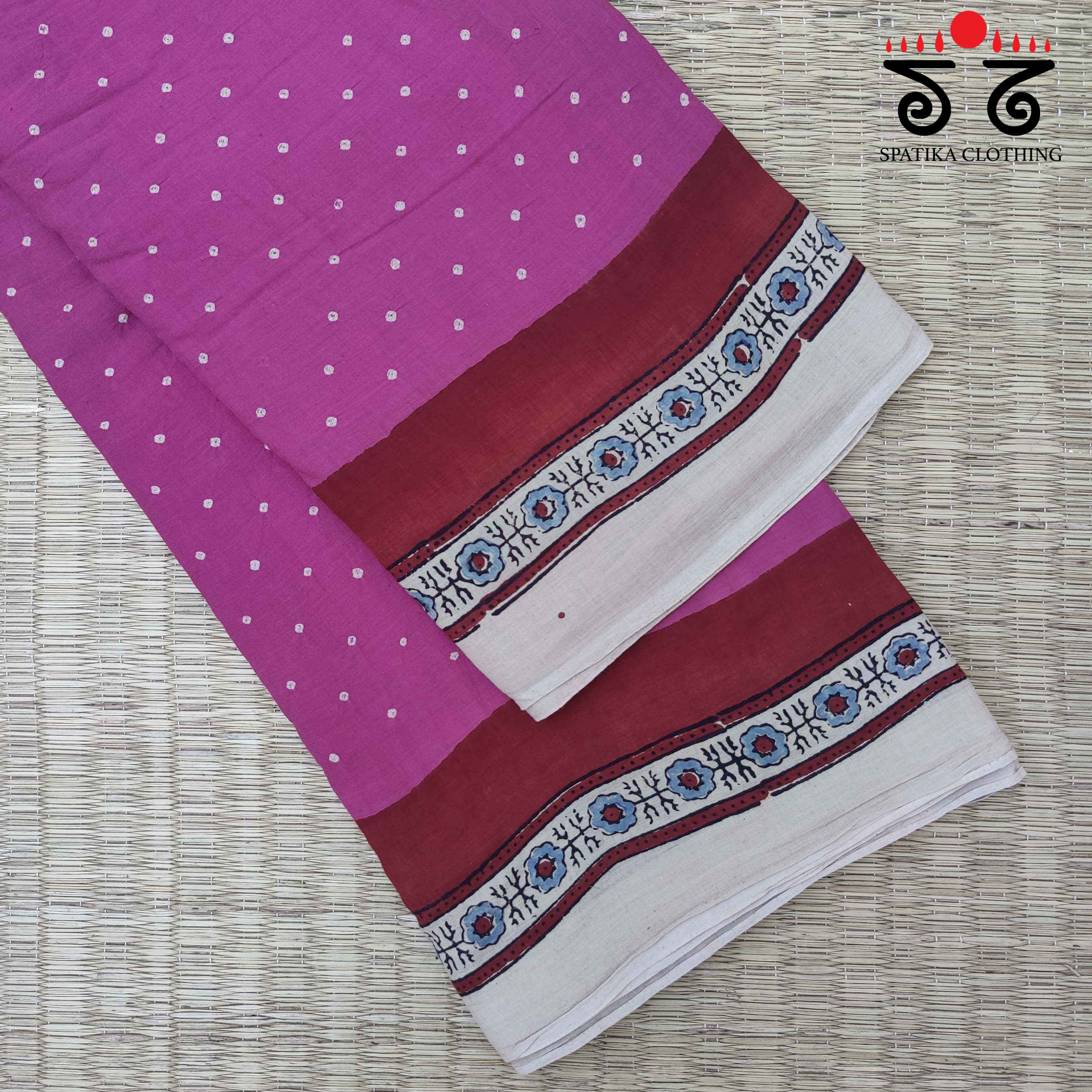 Ajrak - Bandhani on Mulmul Cotton Saree