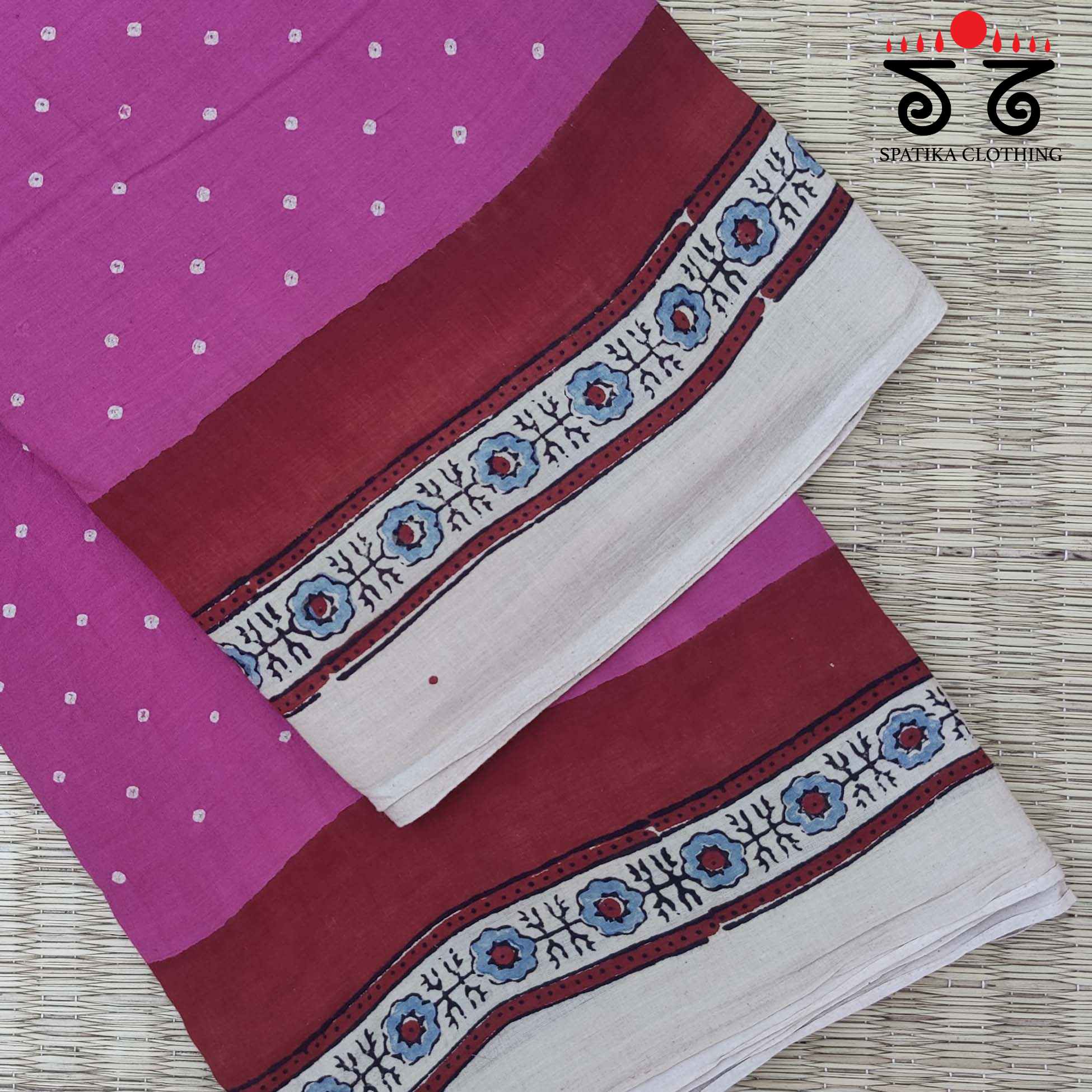 Ajrak - Bandhani on Mulmul Cotton Saree