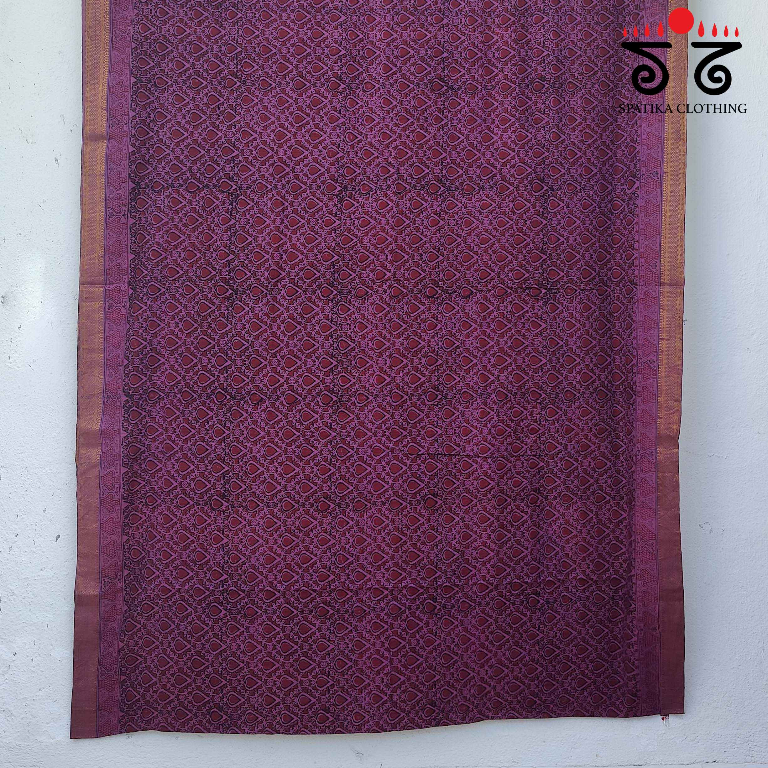 Kalamkari Handblock Print on Mangalagiri Cotton Saree