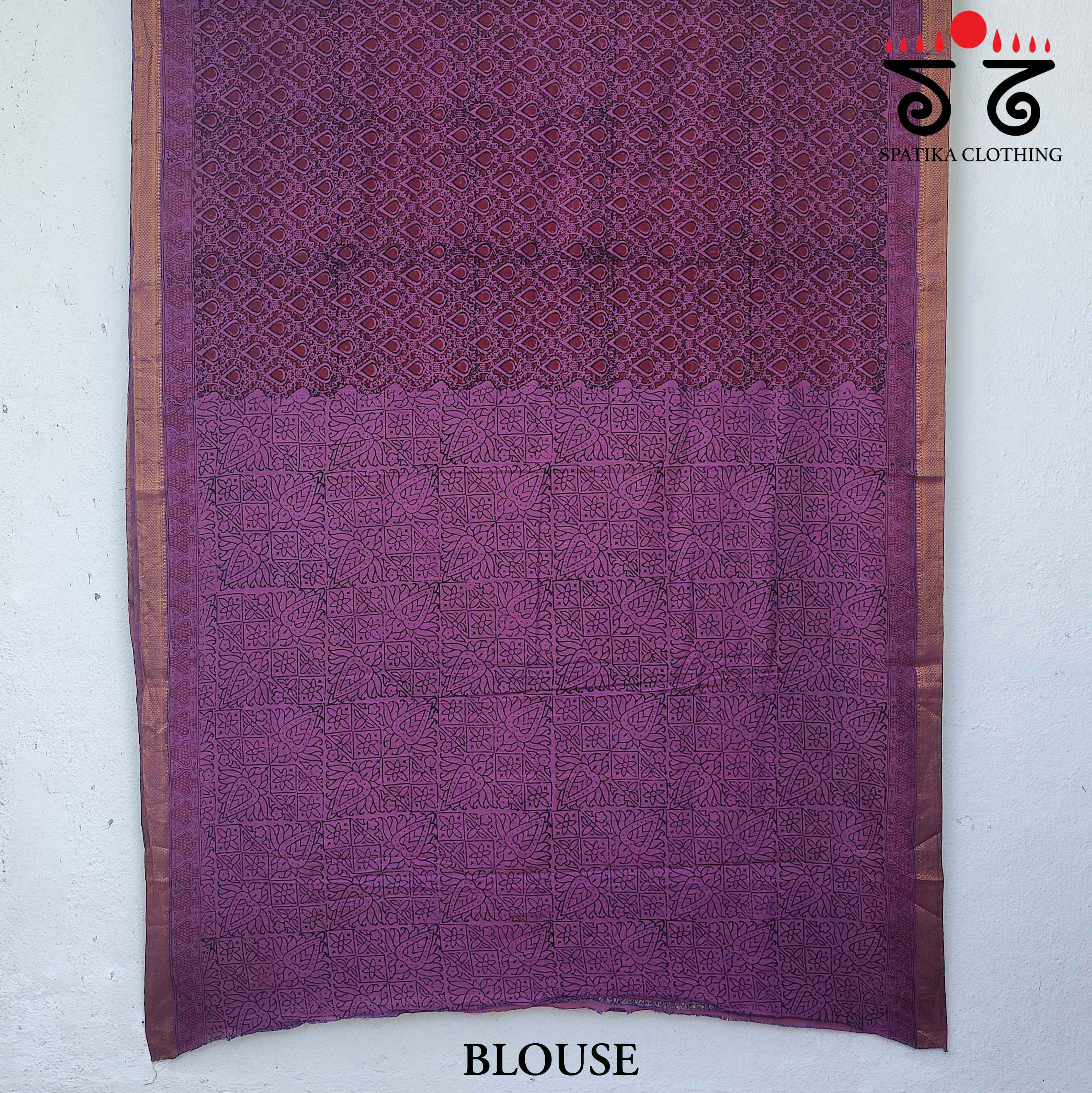 Kalamkari Handblock Print on Mangalagiri Cotton Saree