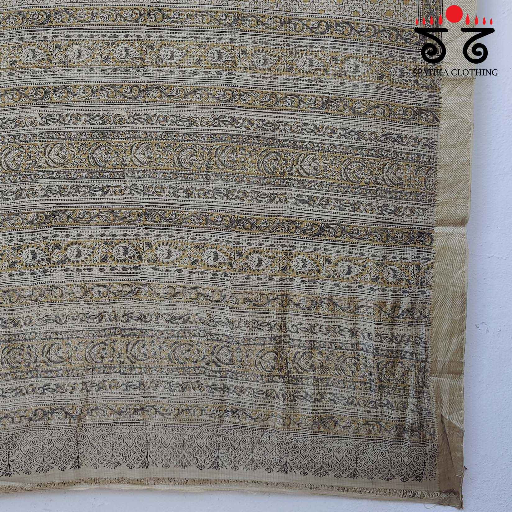 Kalamkari Handblock Print on Mangalagiri Cotton Saree