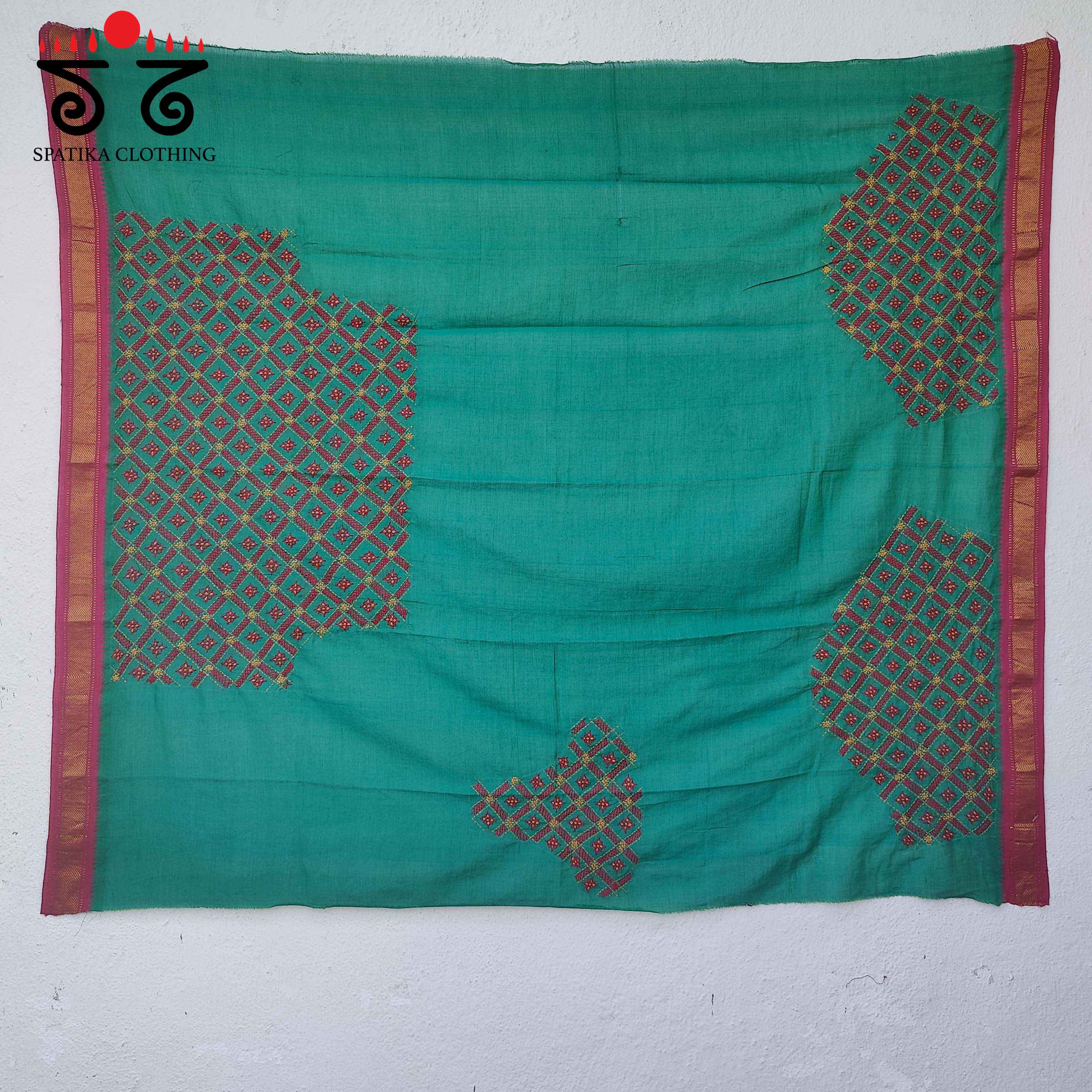 Banjara Handembroidery on Mangalagiri Cotton Blouse Fabric