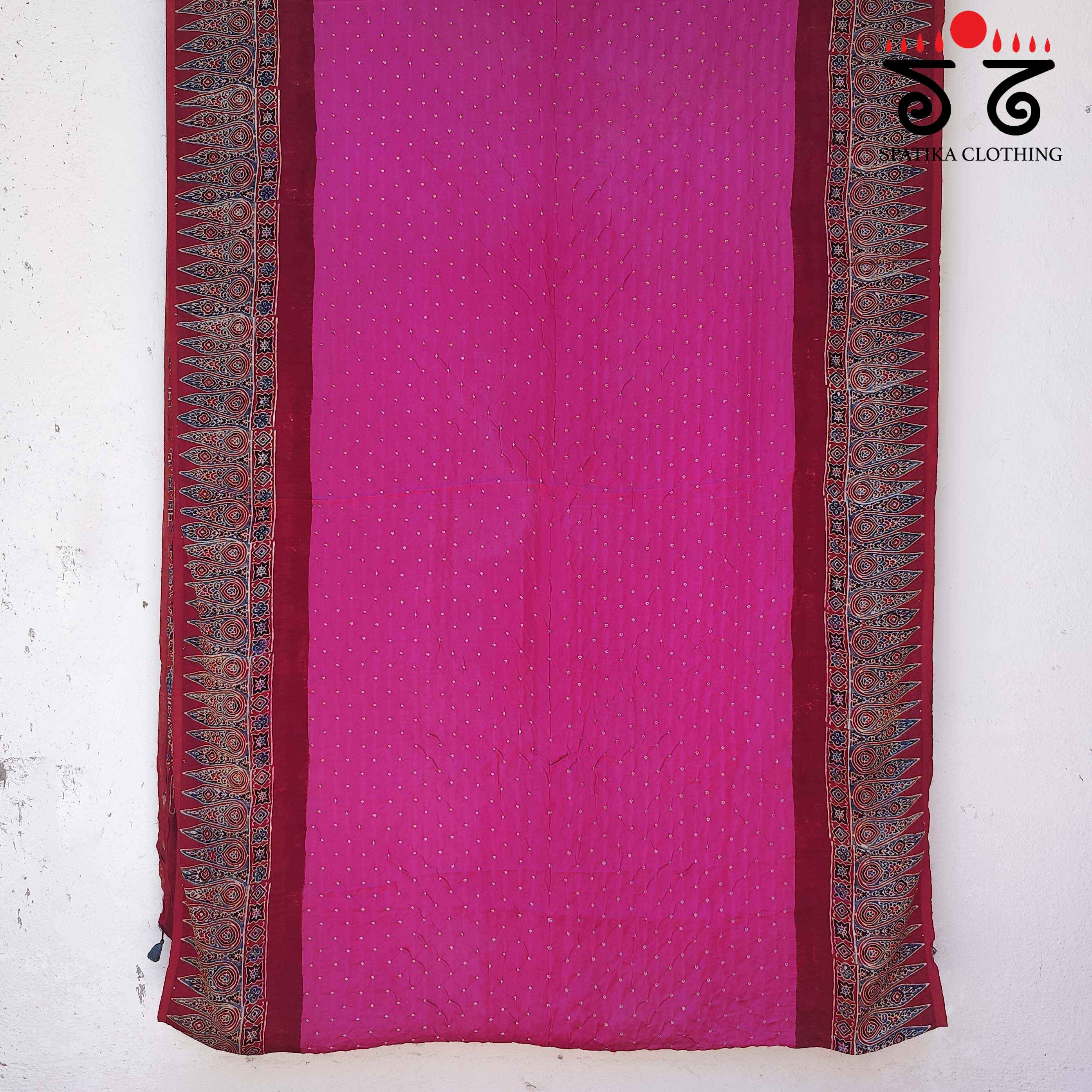 Ajrak - Bandhani on Modal Silk Saree