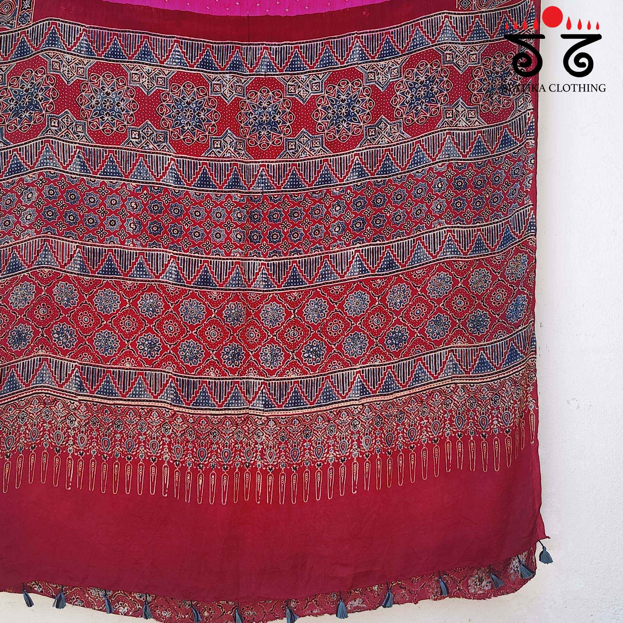 Ajrak - Bandhani on Modal Silk Saree