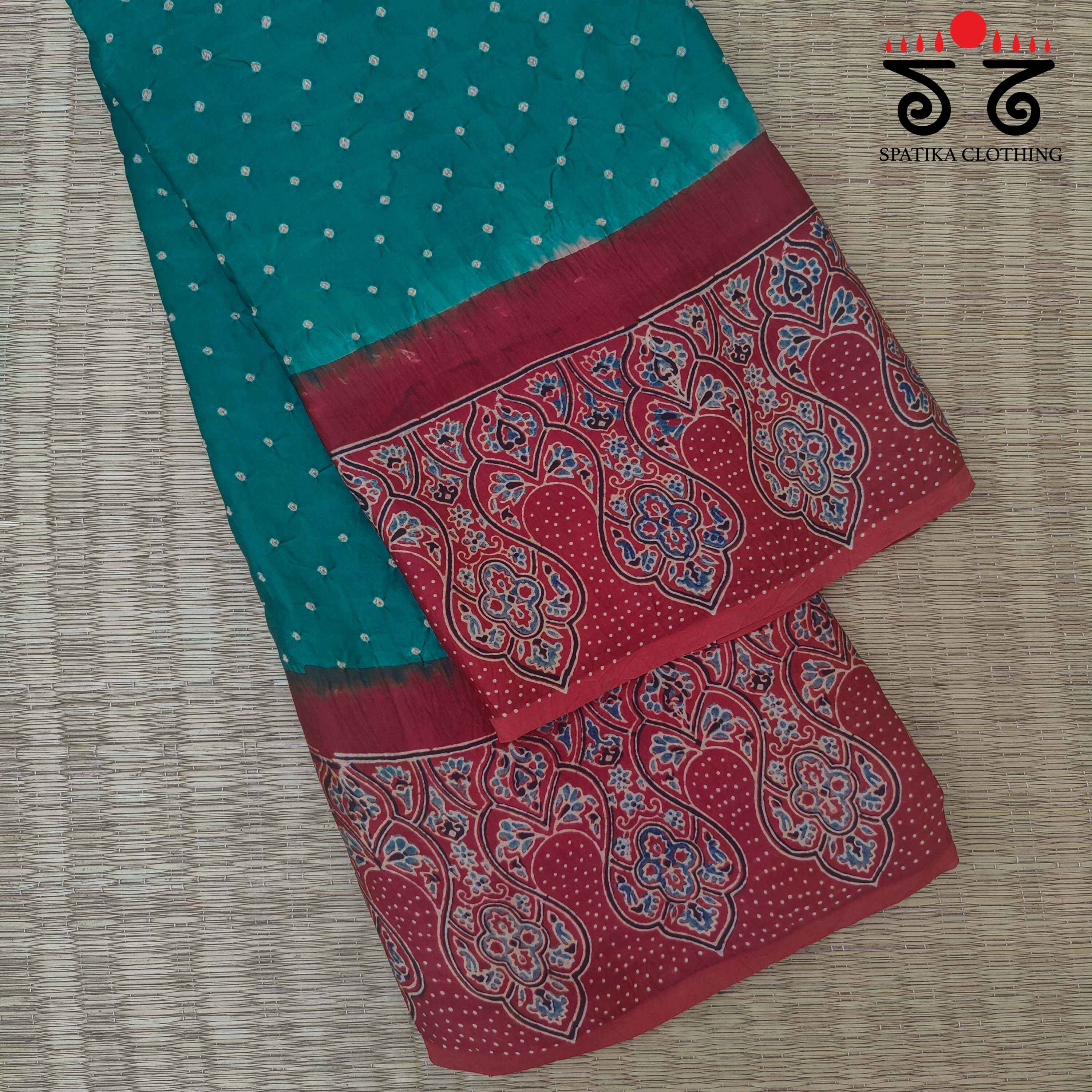 Ajrak - Bandhani on Modal Silk Saree