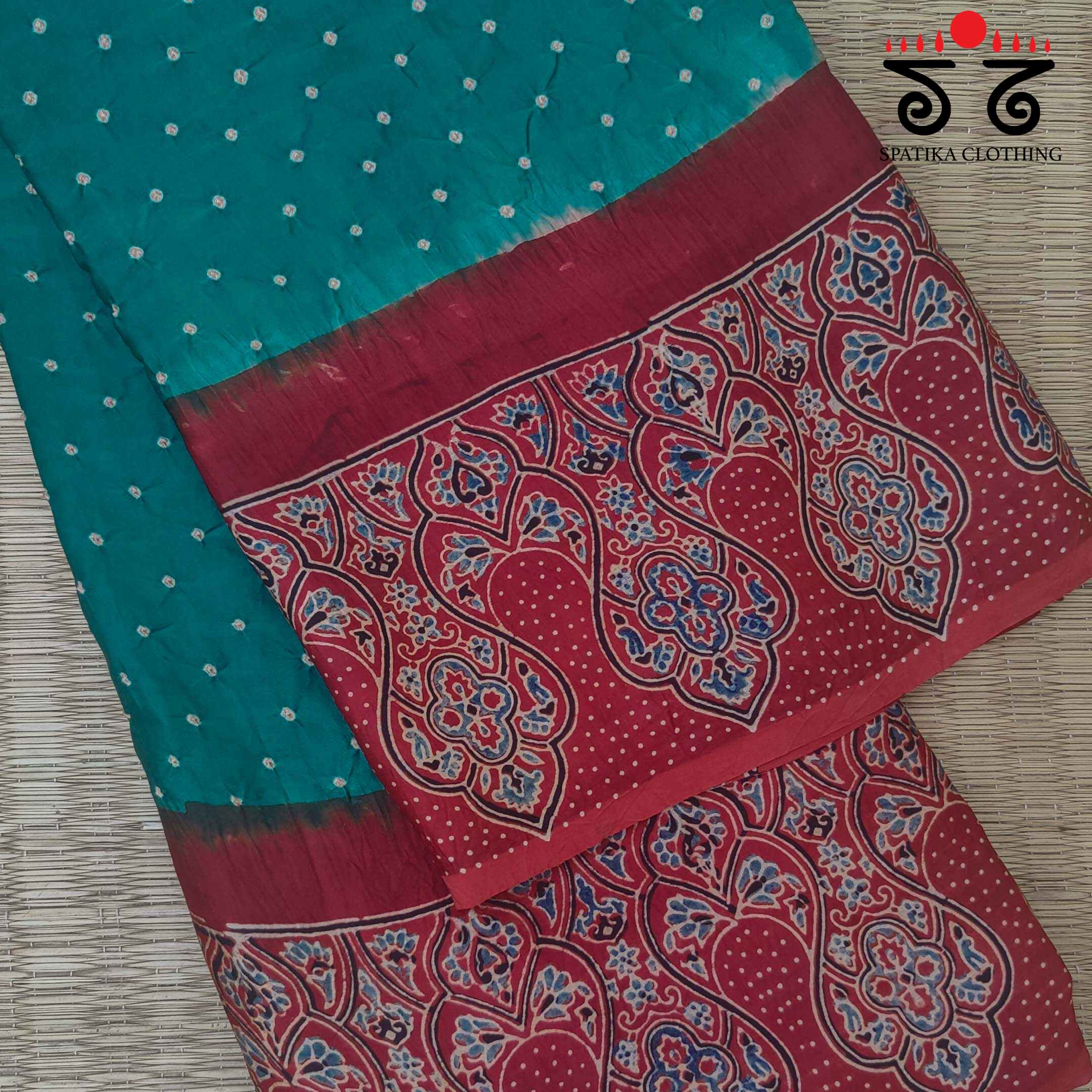 Ajrak - Bandhani on Modal Silk Saree