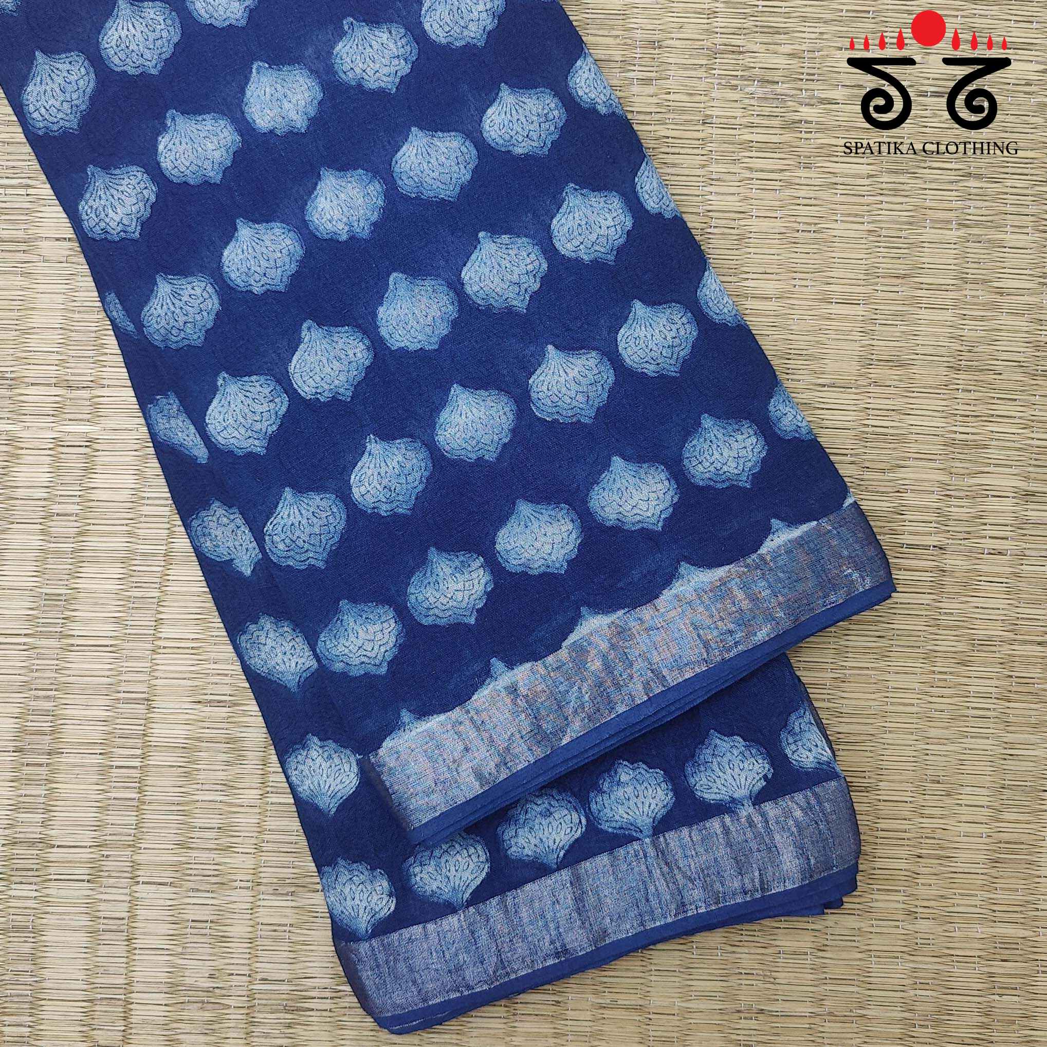 Akola Handblock Print on Linen Saree