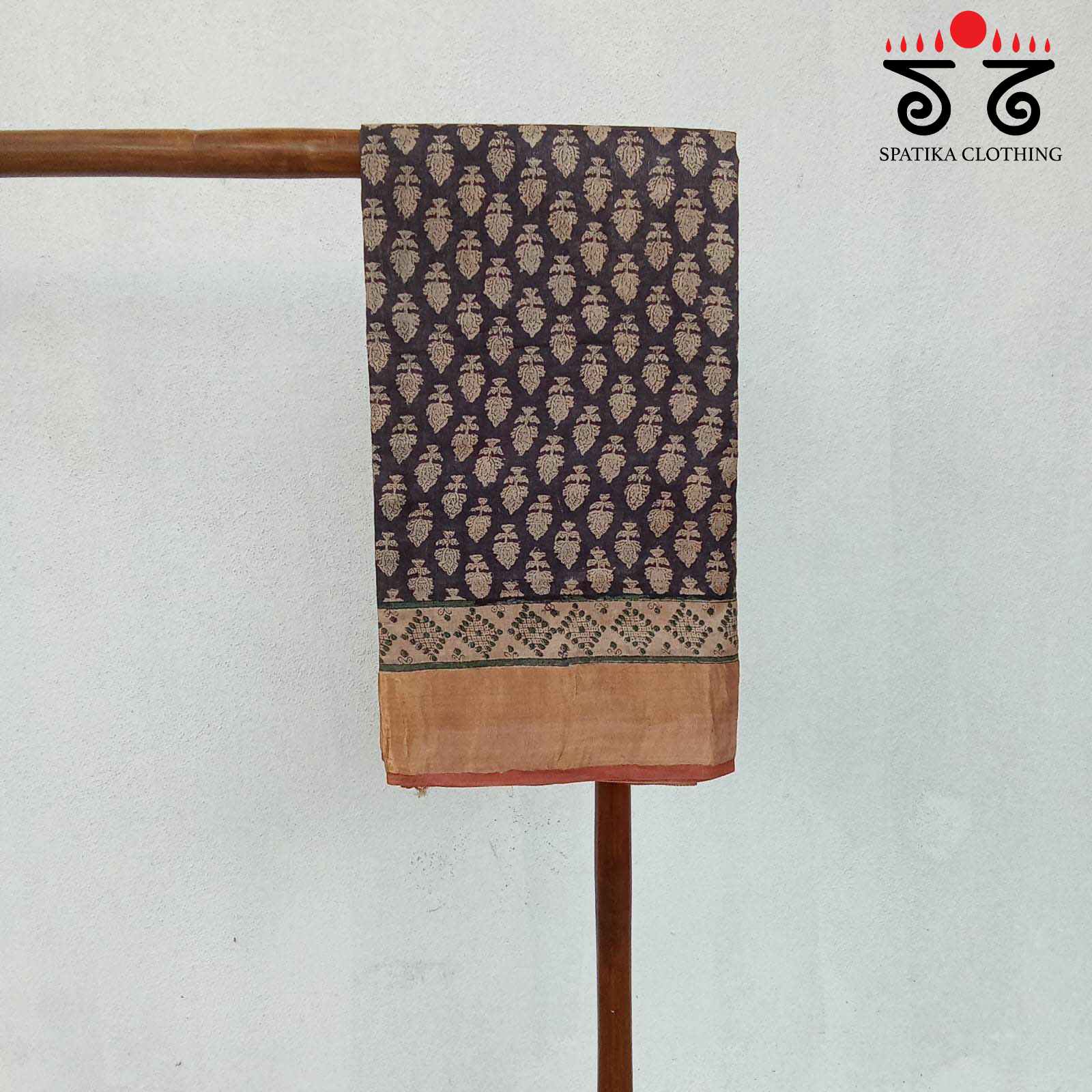 Bagru Handblock Print on Tussar Silk Saree