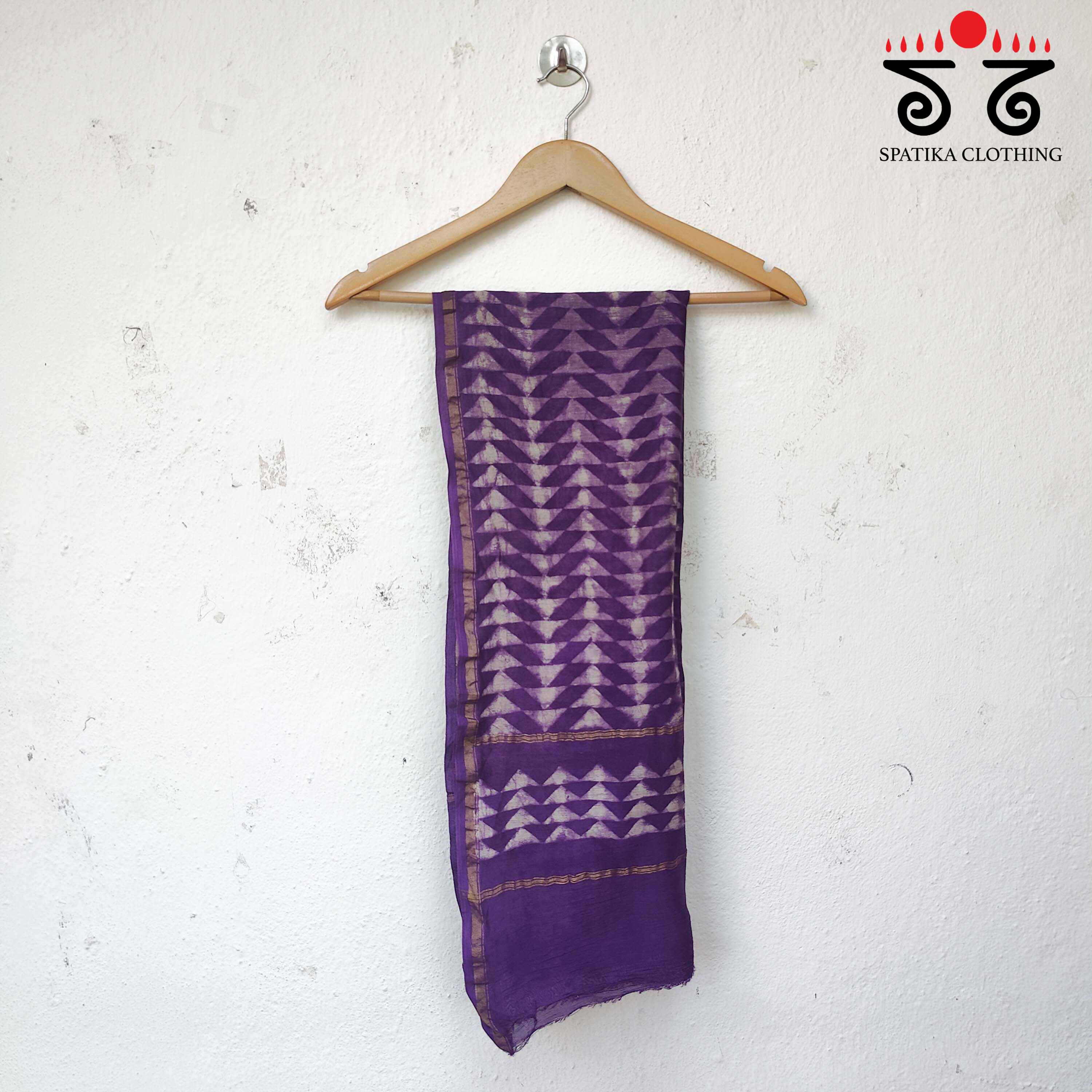 Akola Handblock Print on Chanderi Dupatta