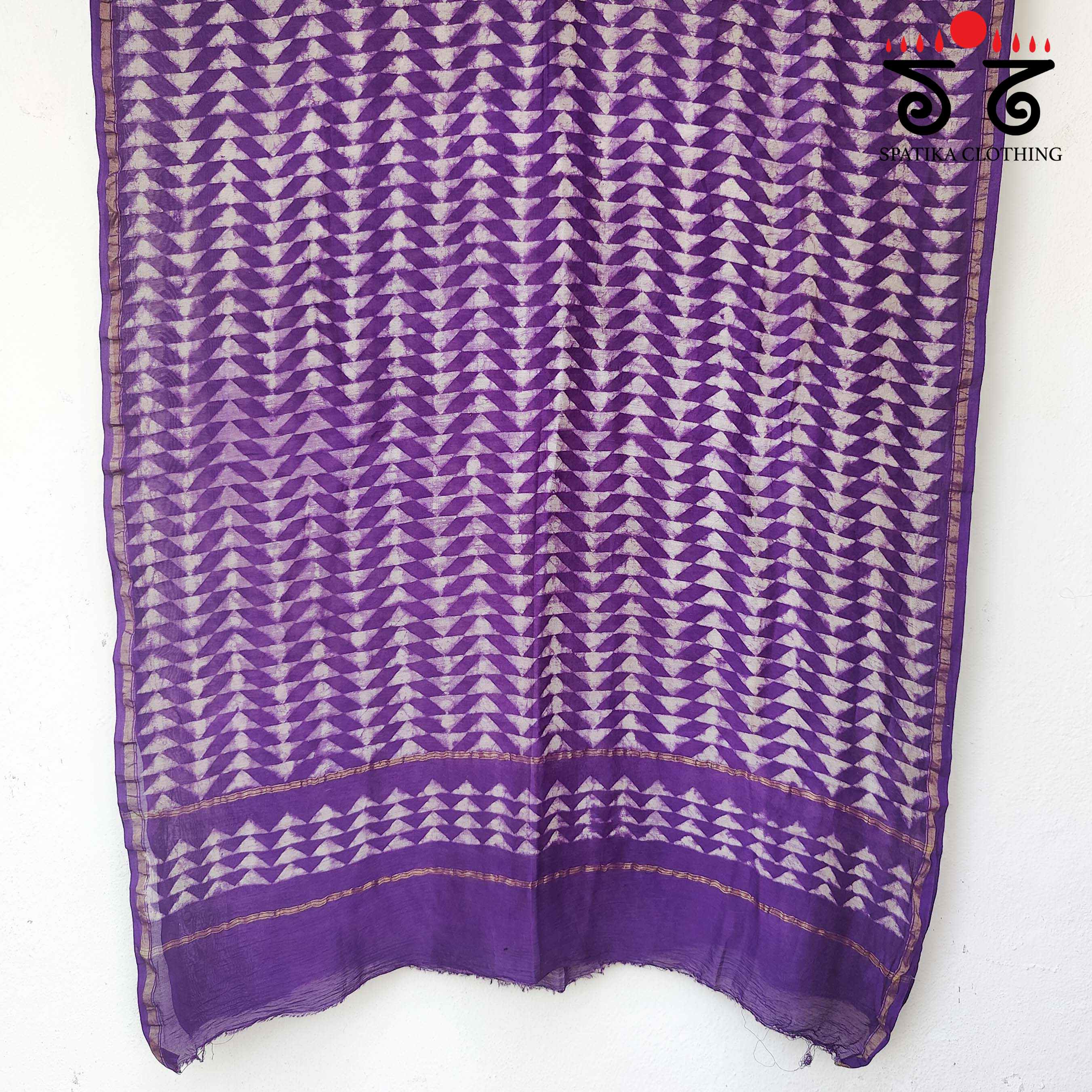 Akola Handblock Print on Chanderi Dupatta