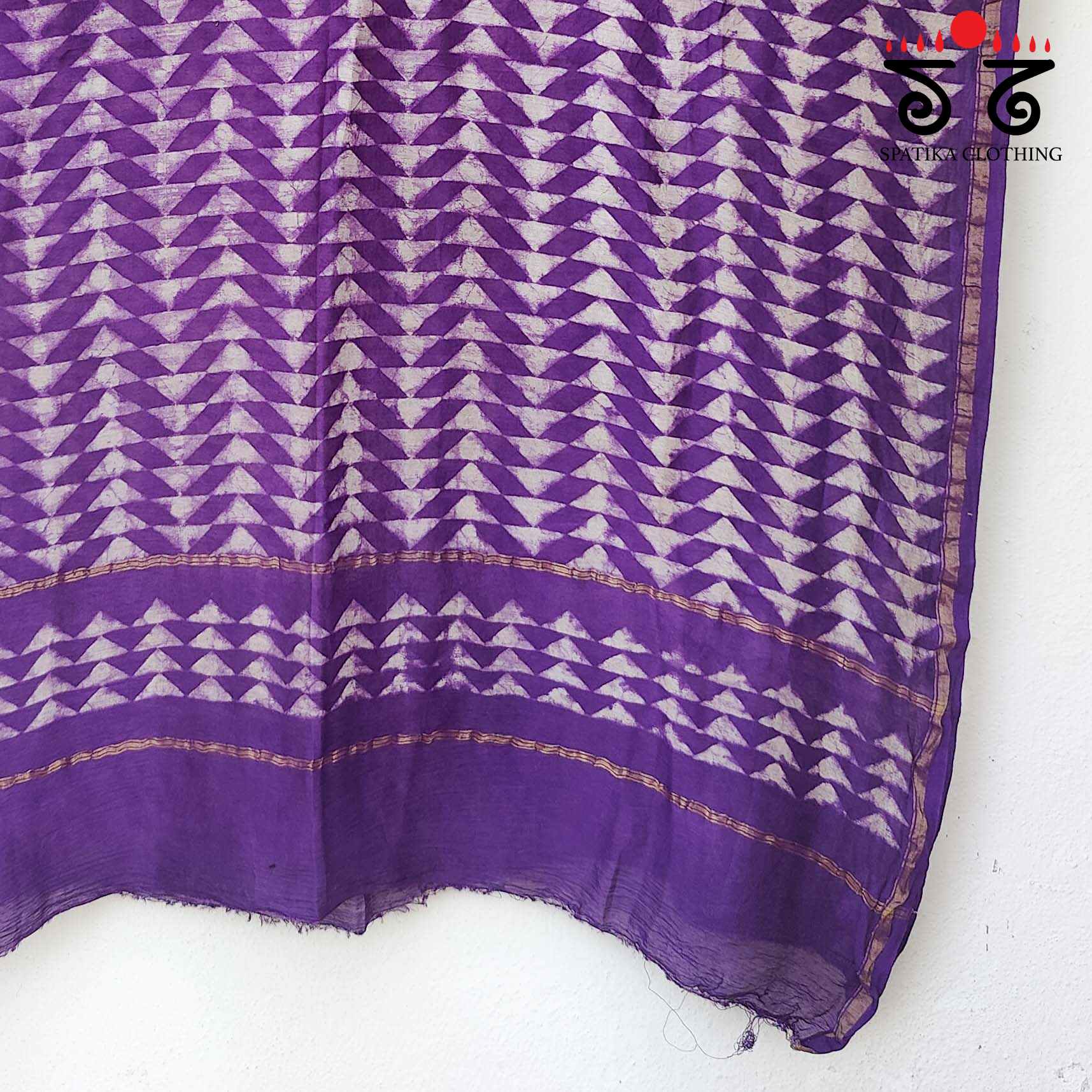 Akola Handblock Print on Chanderi Dupatta