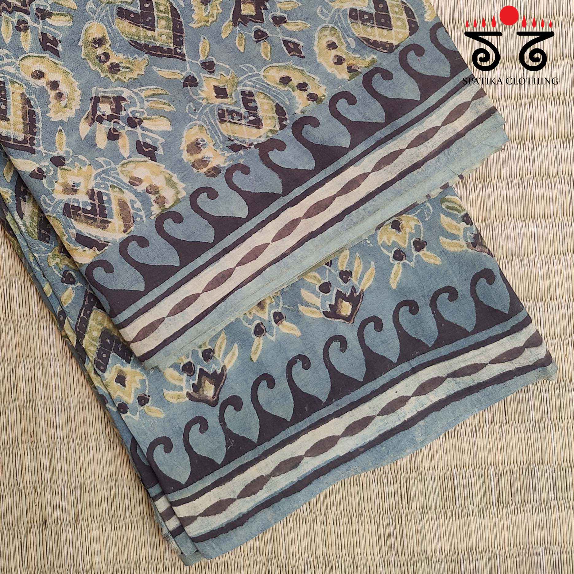 Bagru Handblock Print on Handwoven Cotton Saree