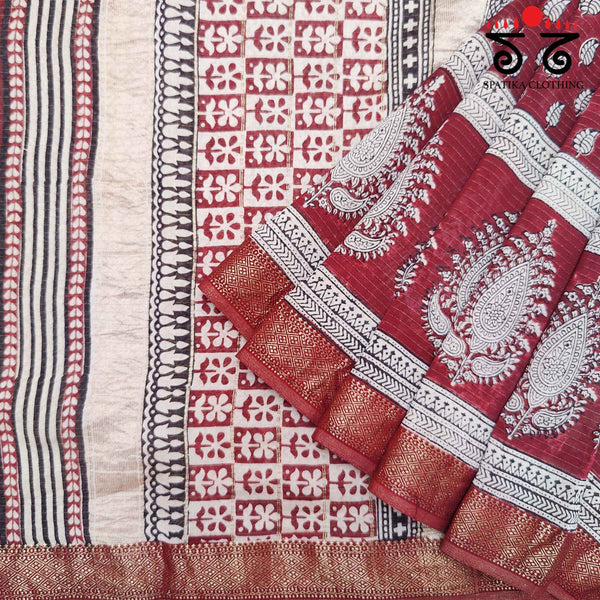 Bagh Handblock Print on Silk Cotton Saree