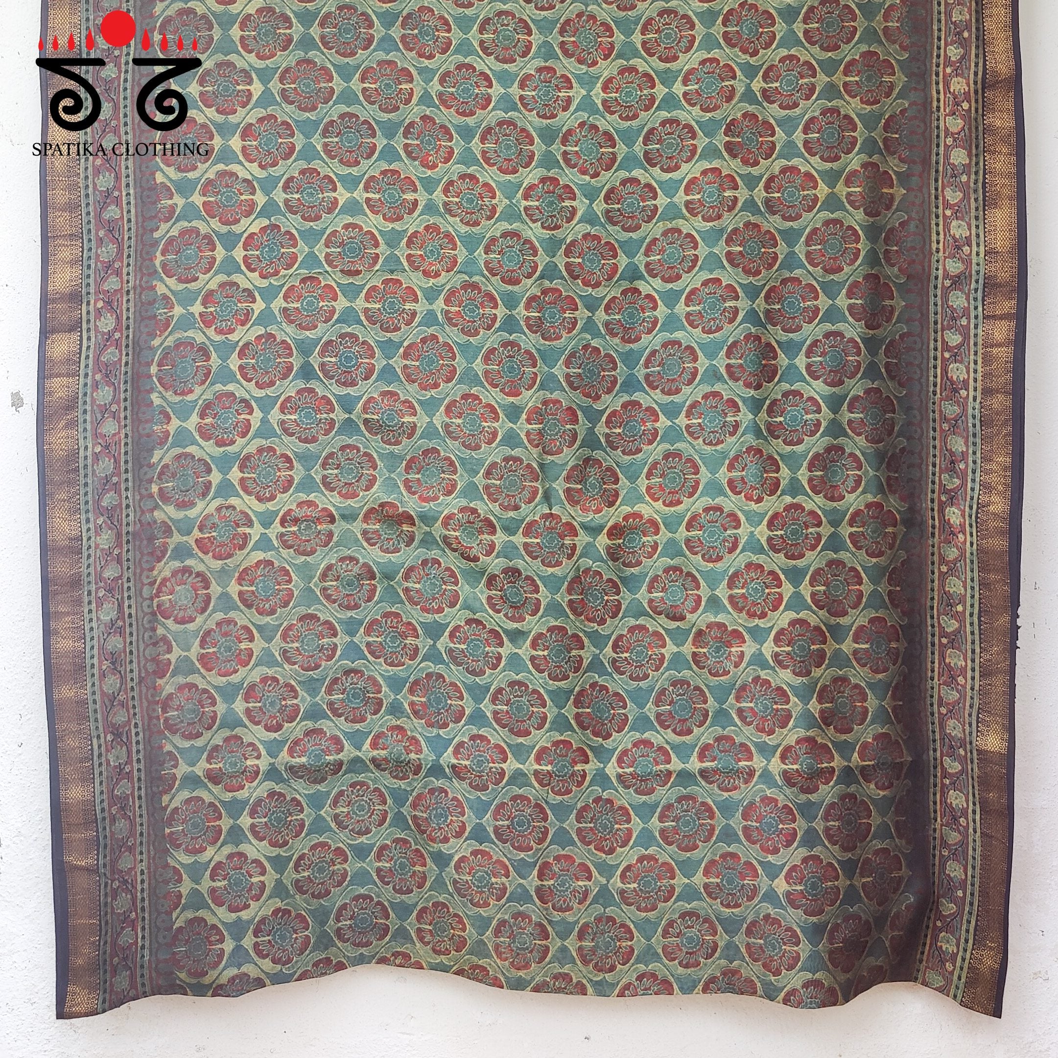 Handblock Print on Maheshwari Silk Cotton Saree
