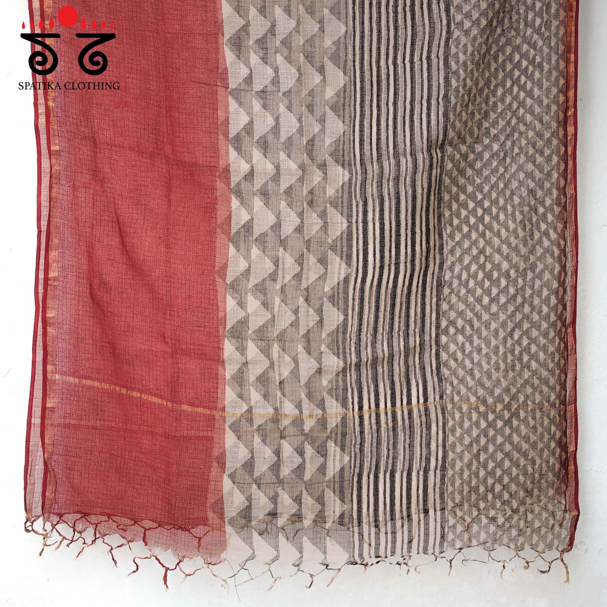 Ajrakh on Kota Dupatta - Natural Dyes
