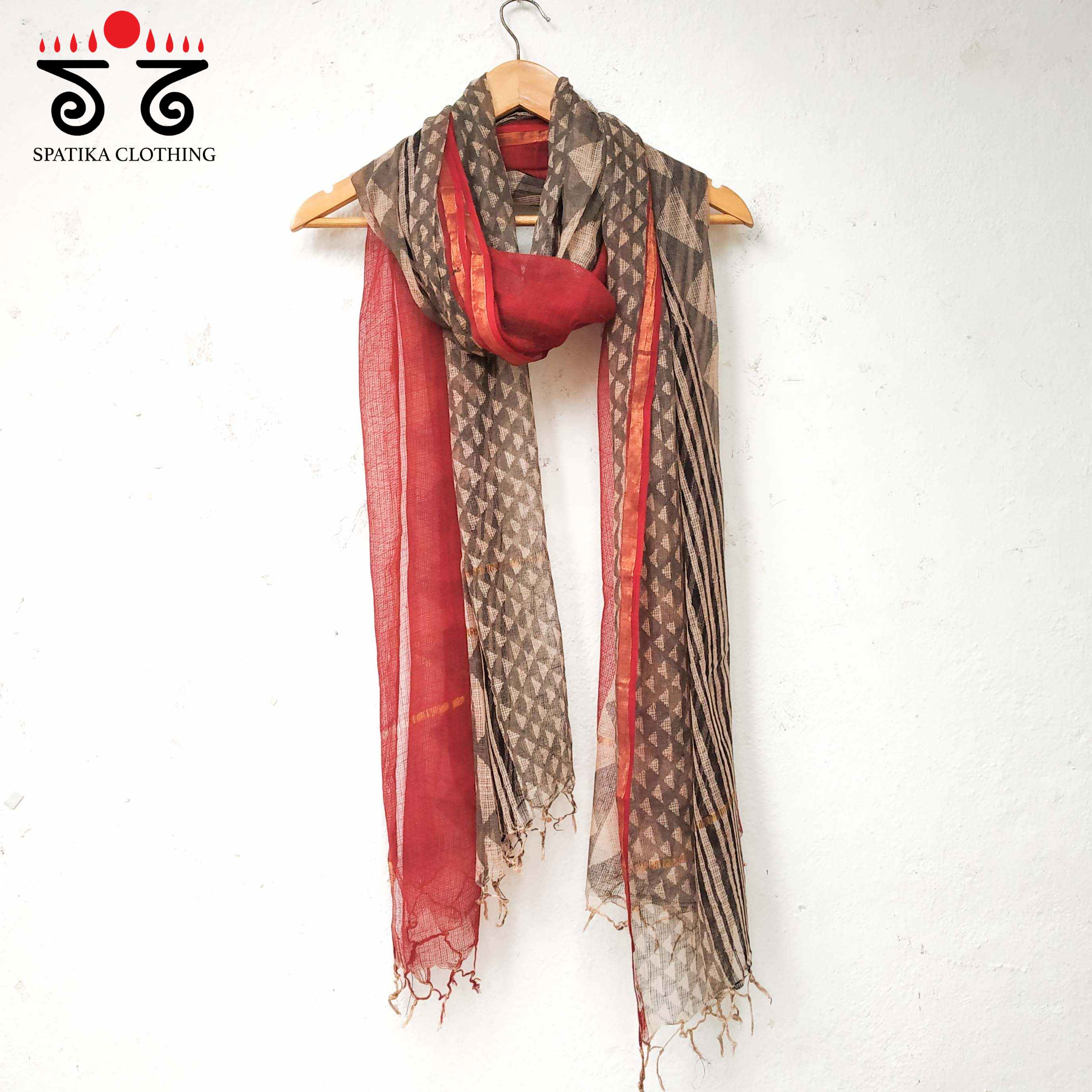 Ajrakh on Kota Dupatta - Natural Dyes
