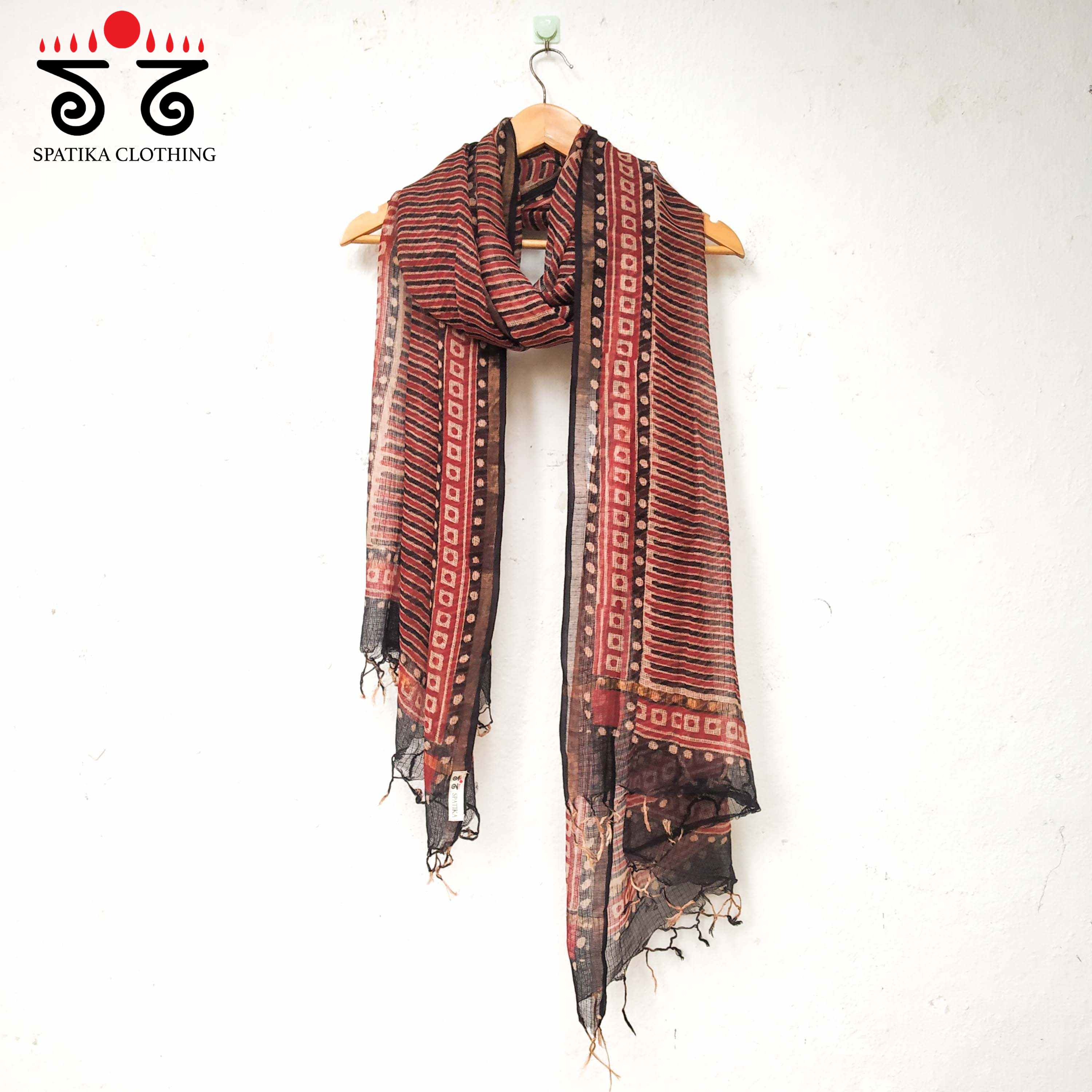 Ajrakh on Kota Dupatta - Natural Dyes