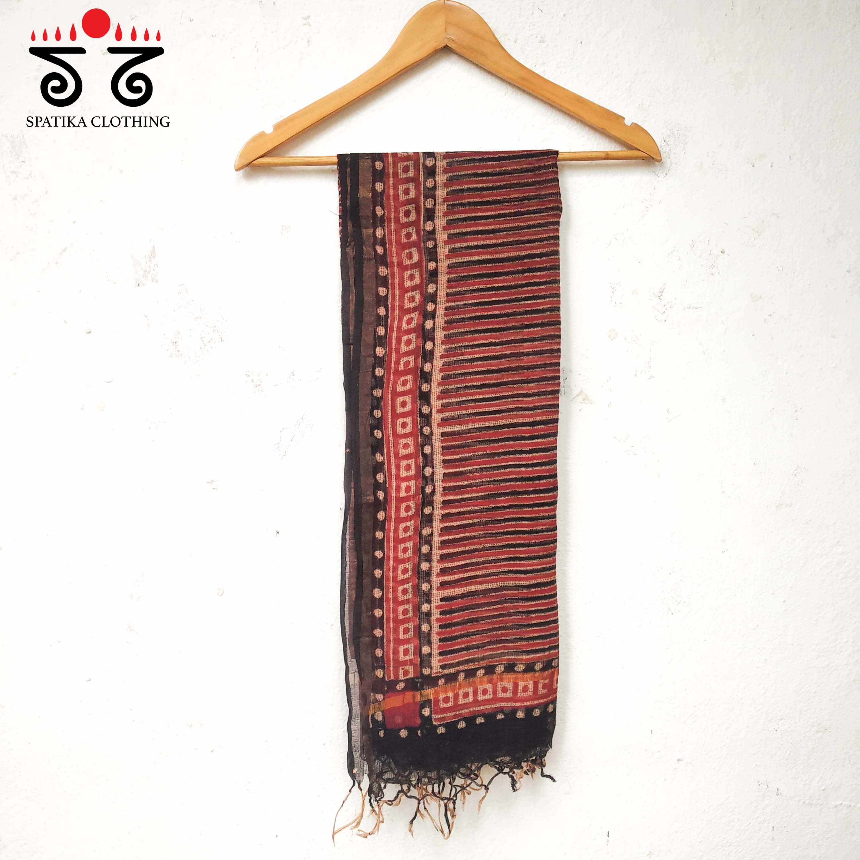 Ajrakh on Kota Dupatta - Natural Dyes